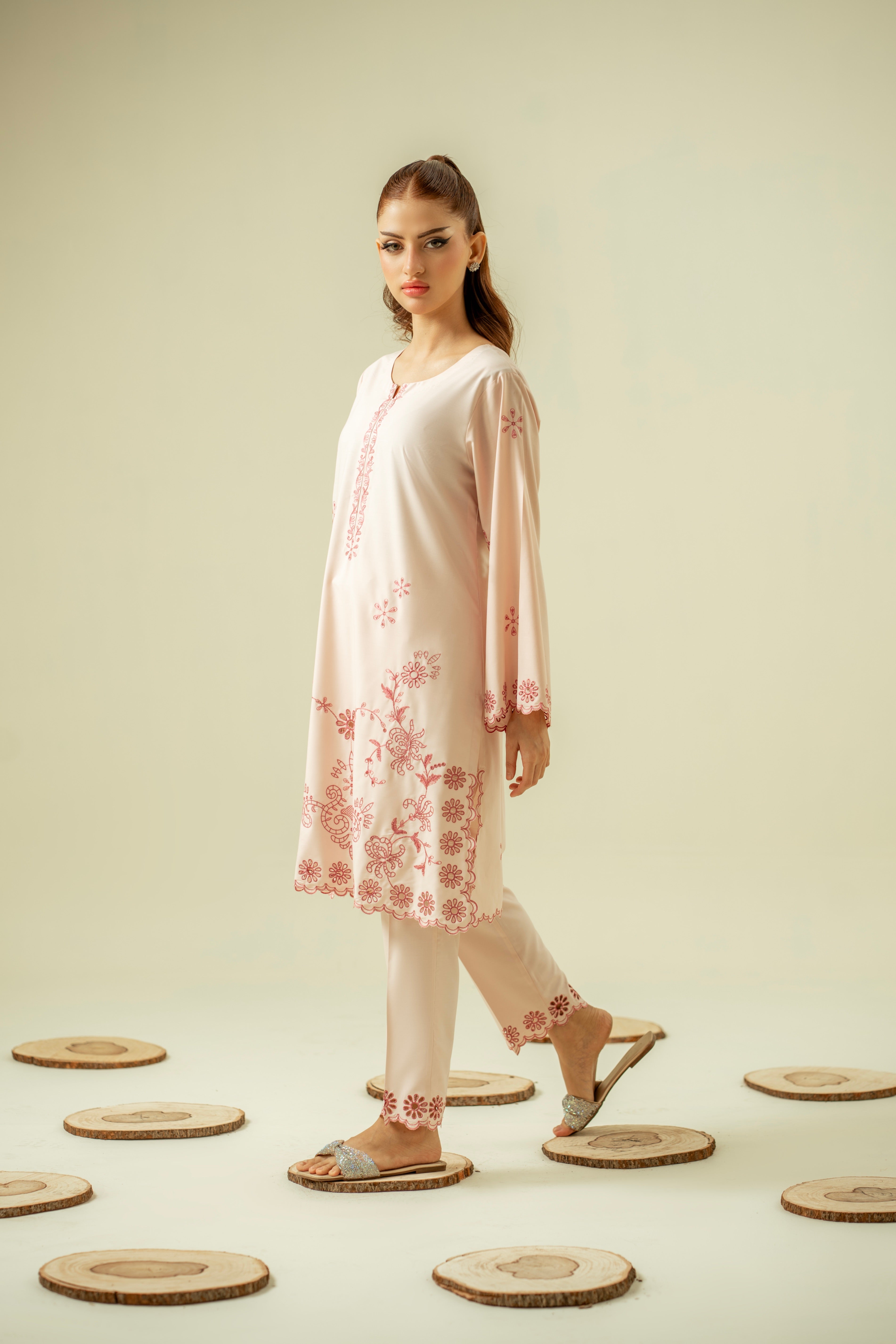 wash & wear Kurta Set in Pastel pink