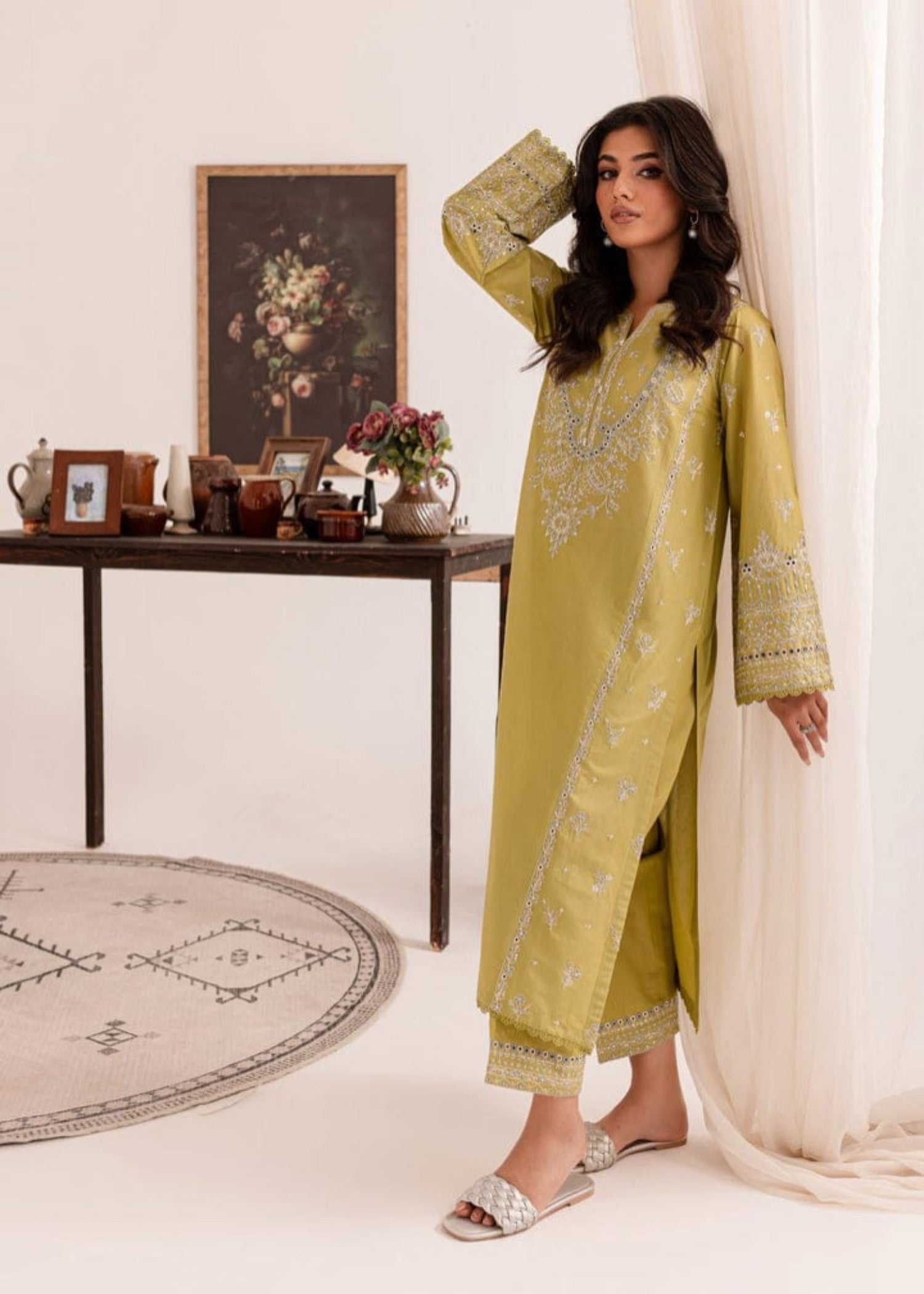 linen Kurta Set in Mellow yellow