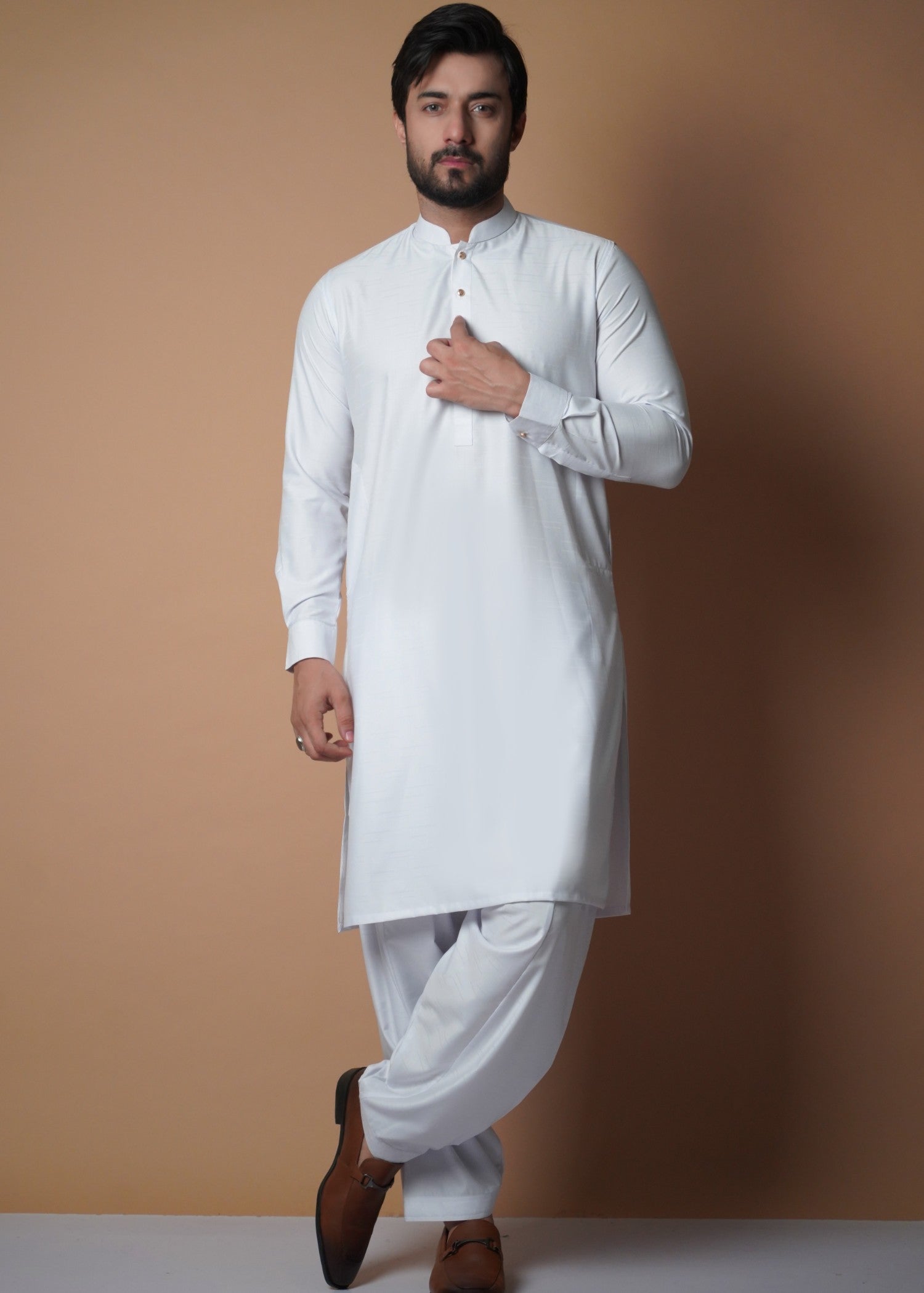 cotton viscose Shalwar Kameez in White