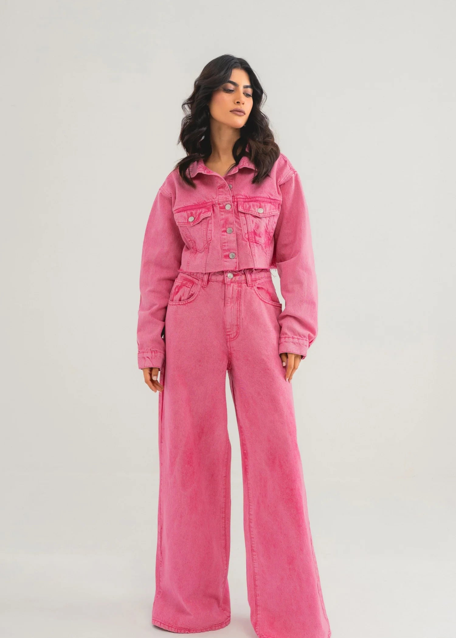 denim Jacket in Hot pink red