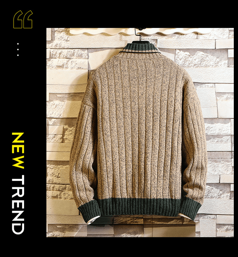 Long Sleeve Thick Half High Neck Letter Pullover Sweater for Men
