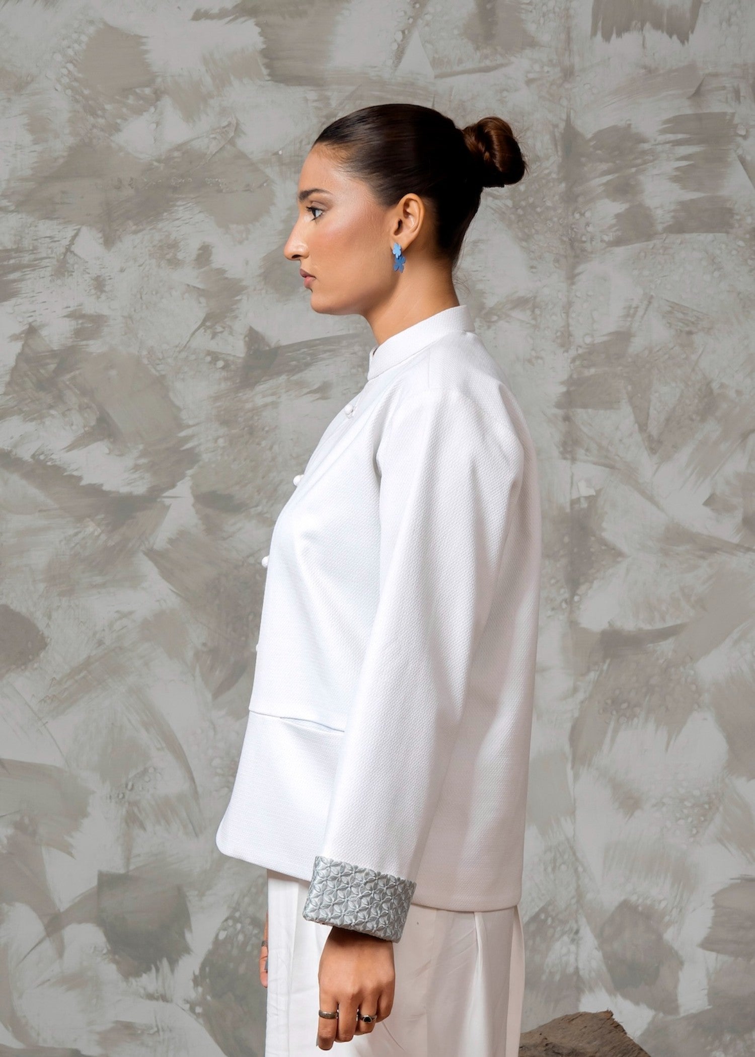 cotton pique Coat in White