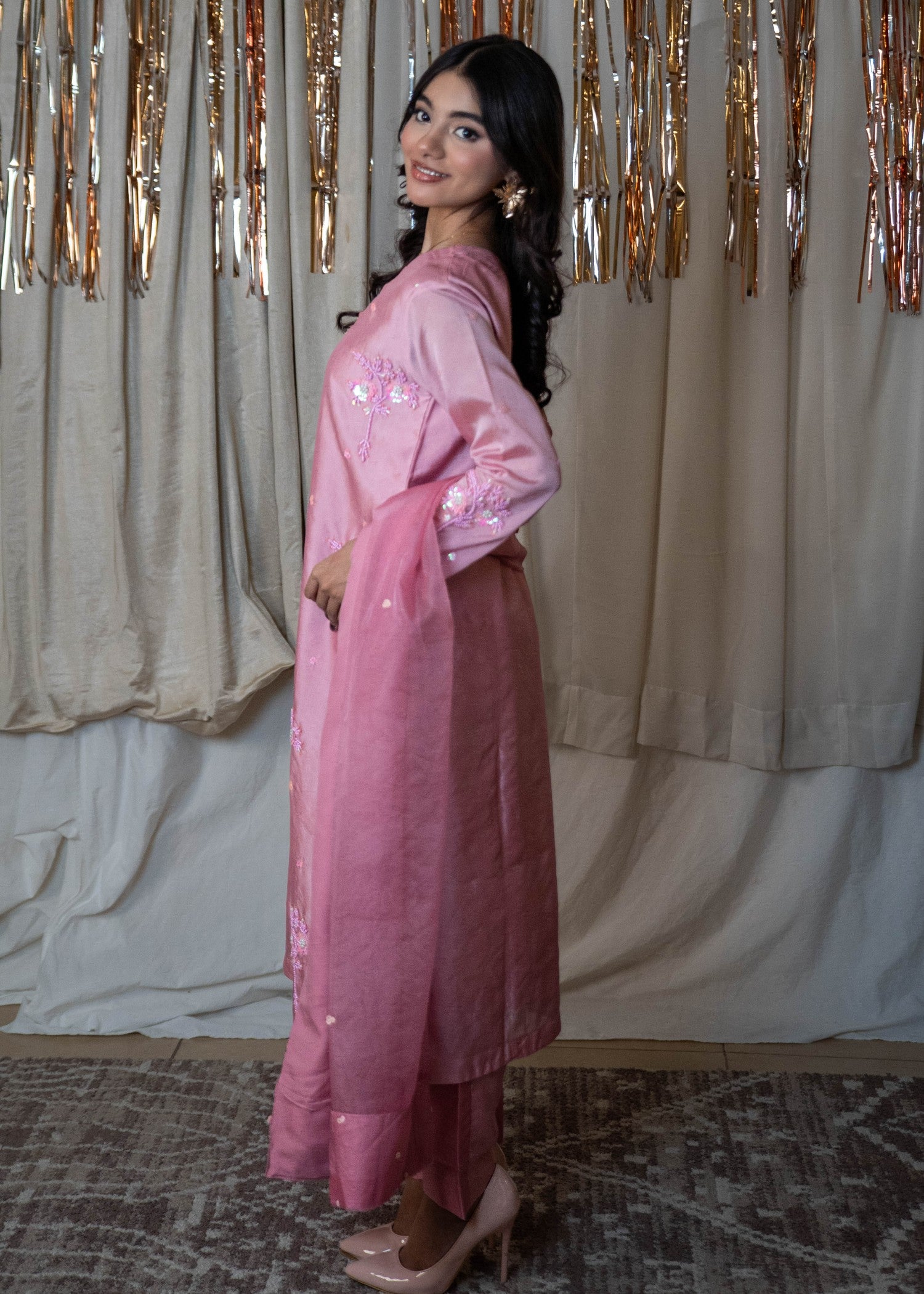 silk Kurta Set in Baby pink