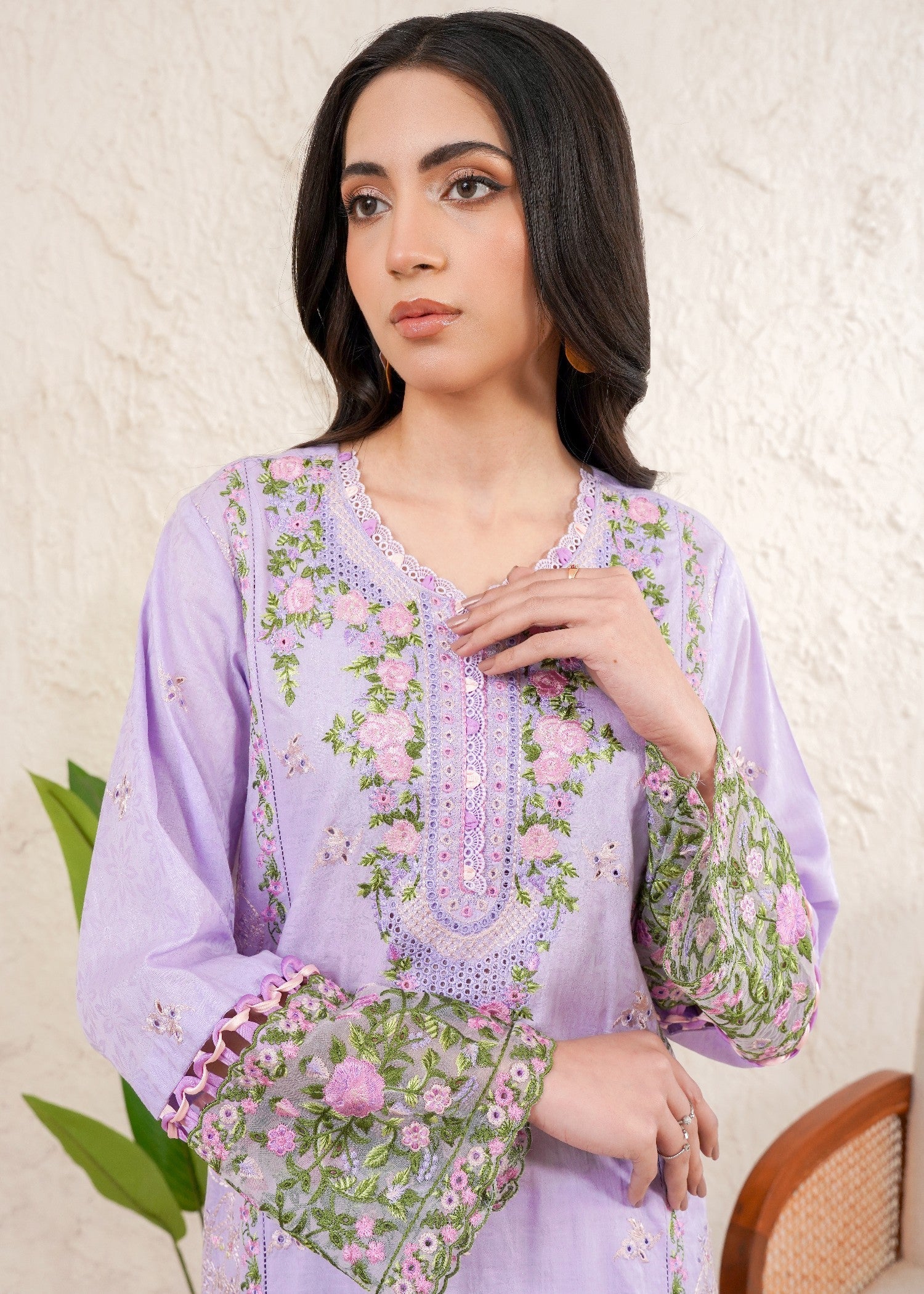 self jacquard Unstitched in Lavender