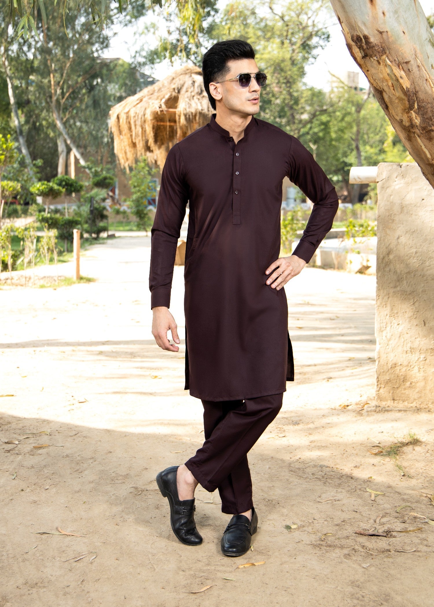 wash & wear Kurta Set in Chocolate brown by Arif Ashraf