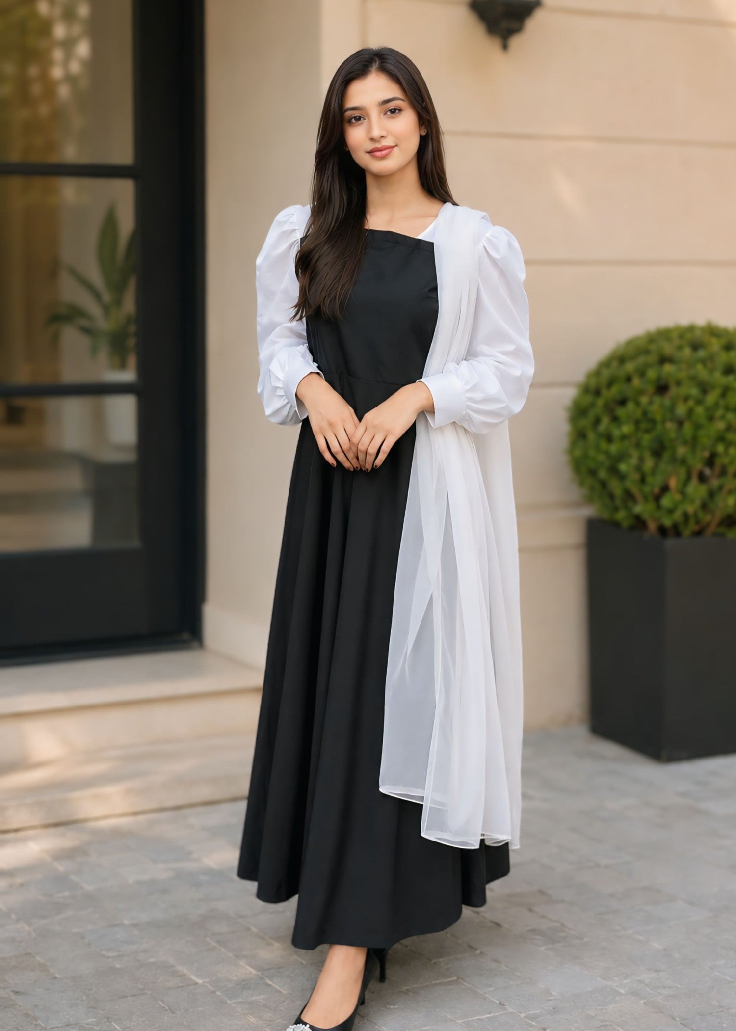 crepe georgette Maxi in Black