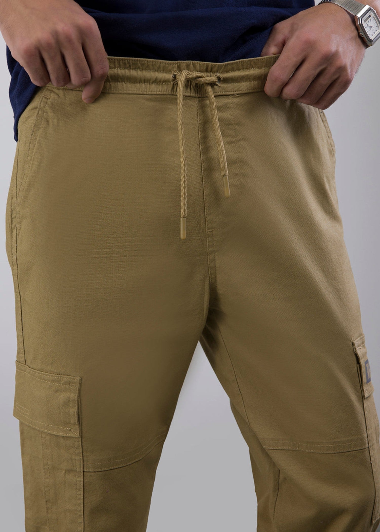cotton Trousers in Khaki brown