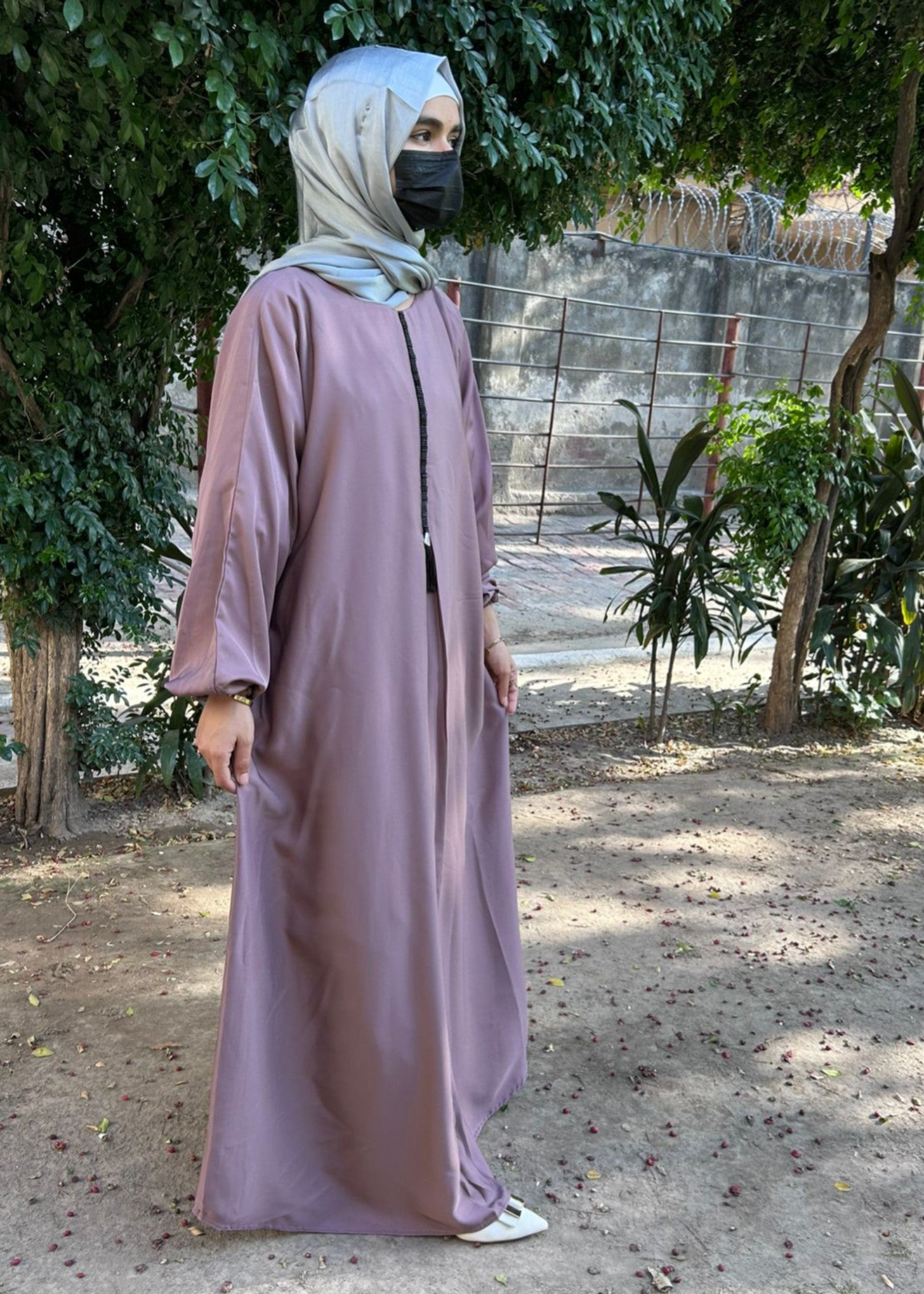 thai silk Abaya in Tea rose pink