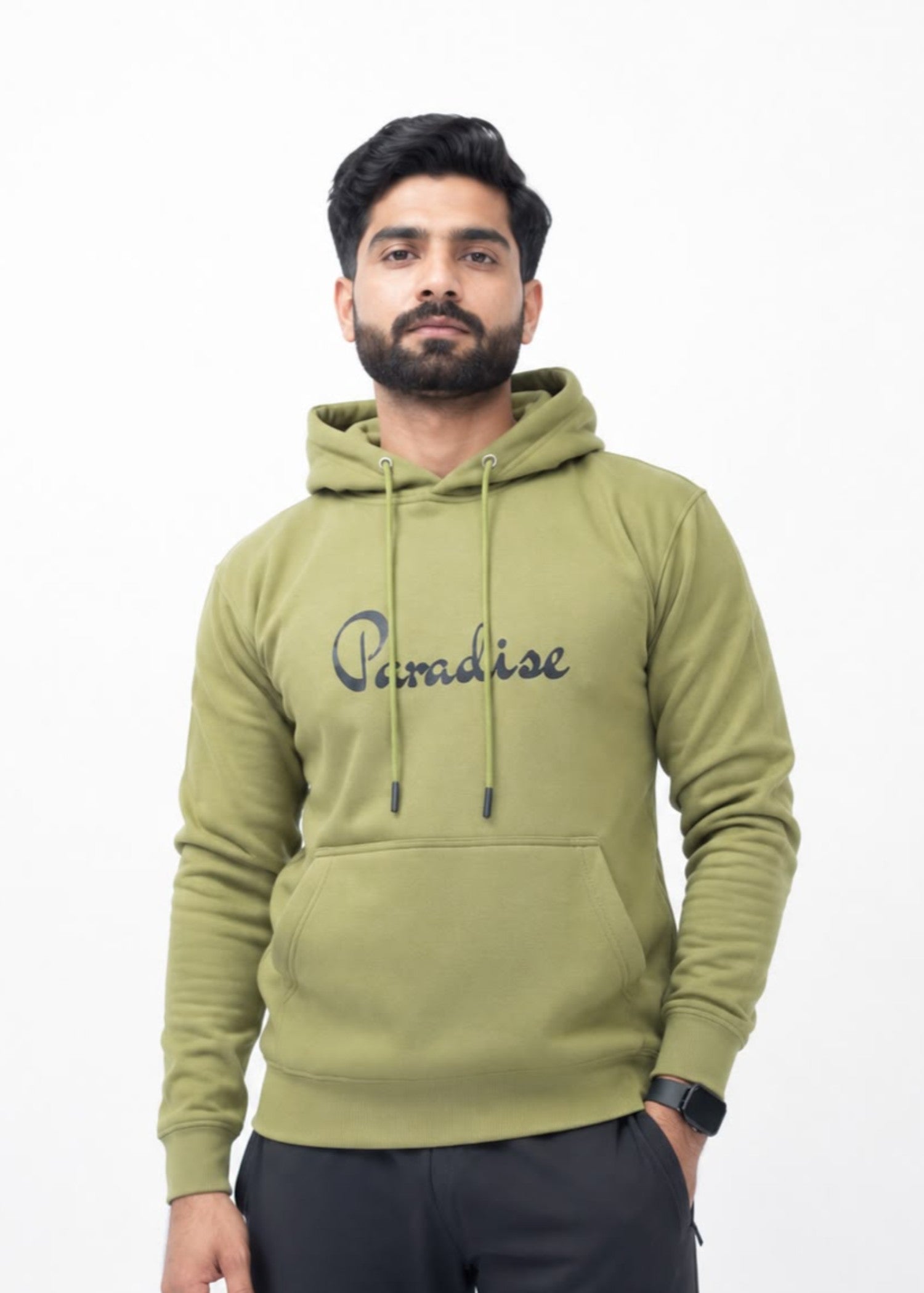 fleece Hoodie in Olive green