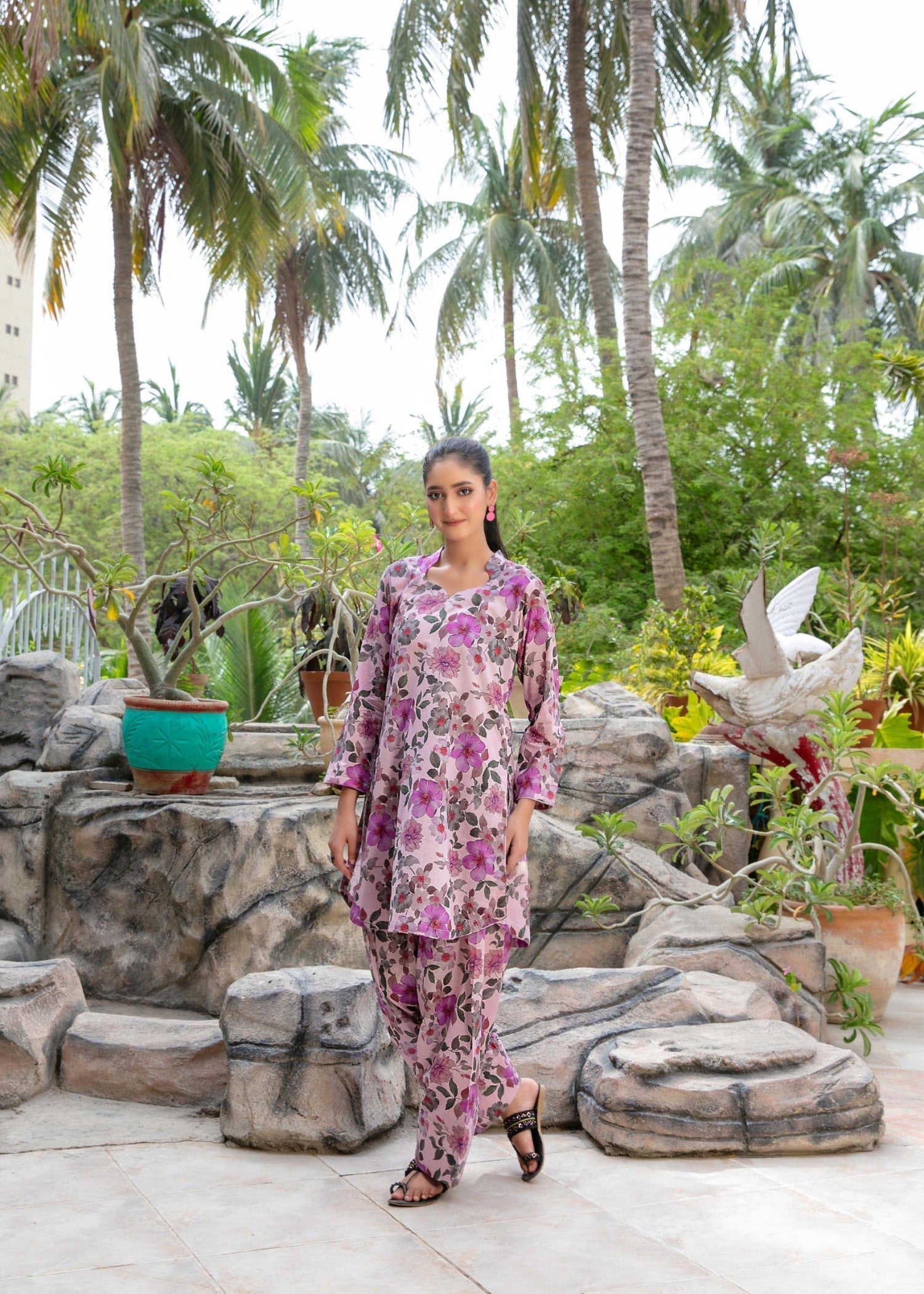 cotton Co Ord Sets in Pastel pink