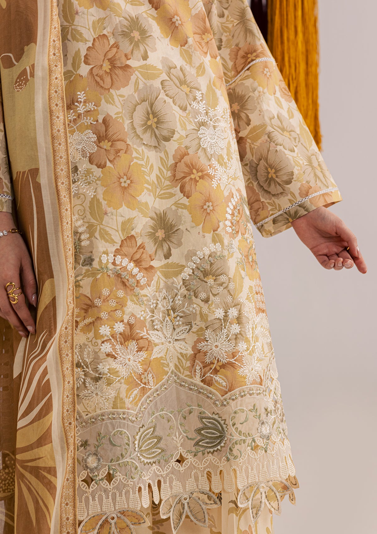 lawn Kurta Set in Mellow yellow