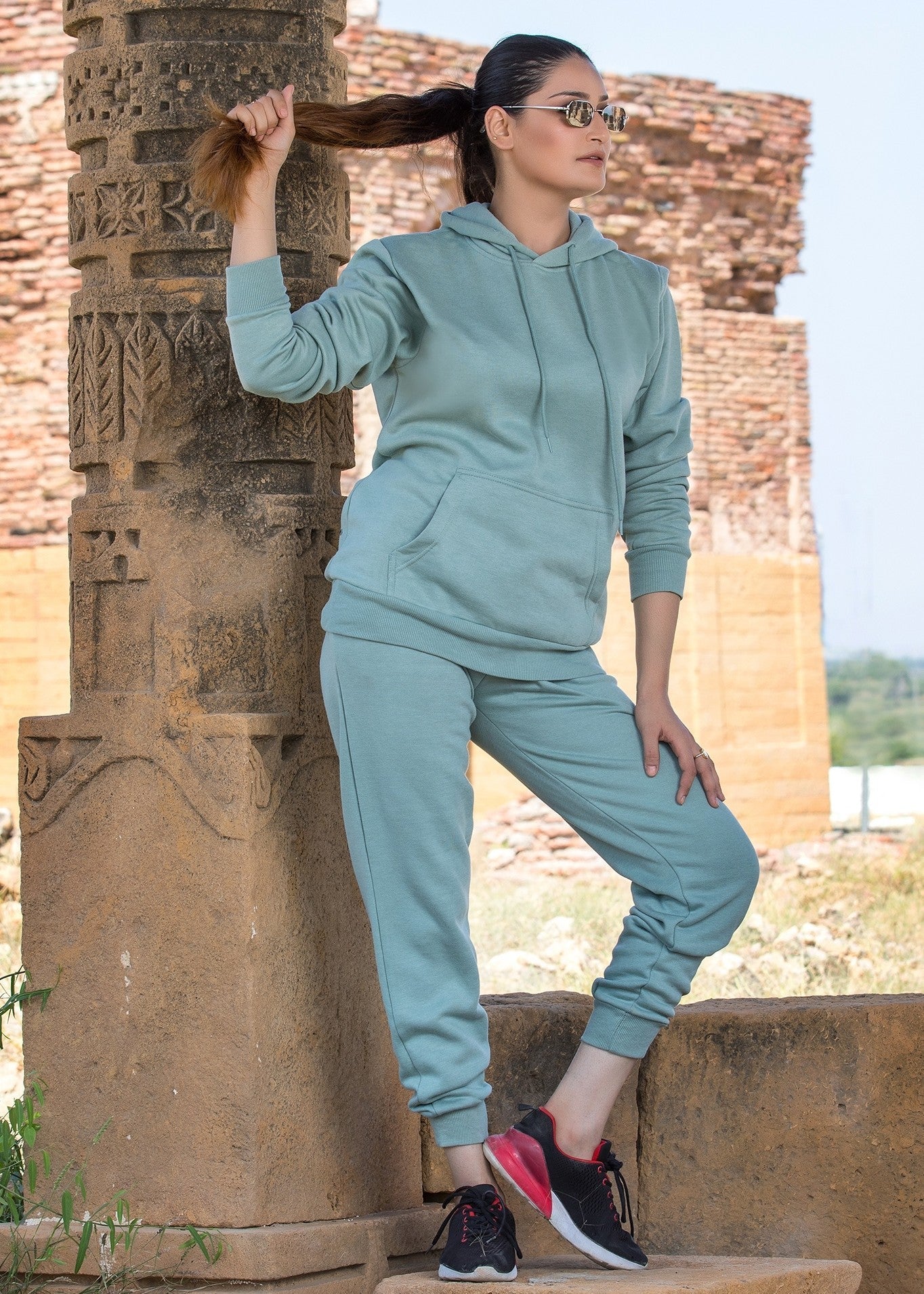cotton Hoodie in Aquamarine