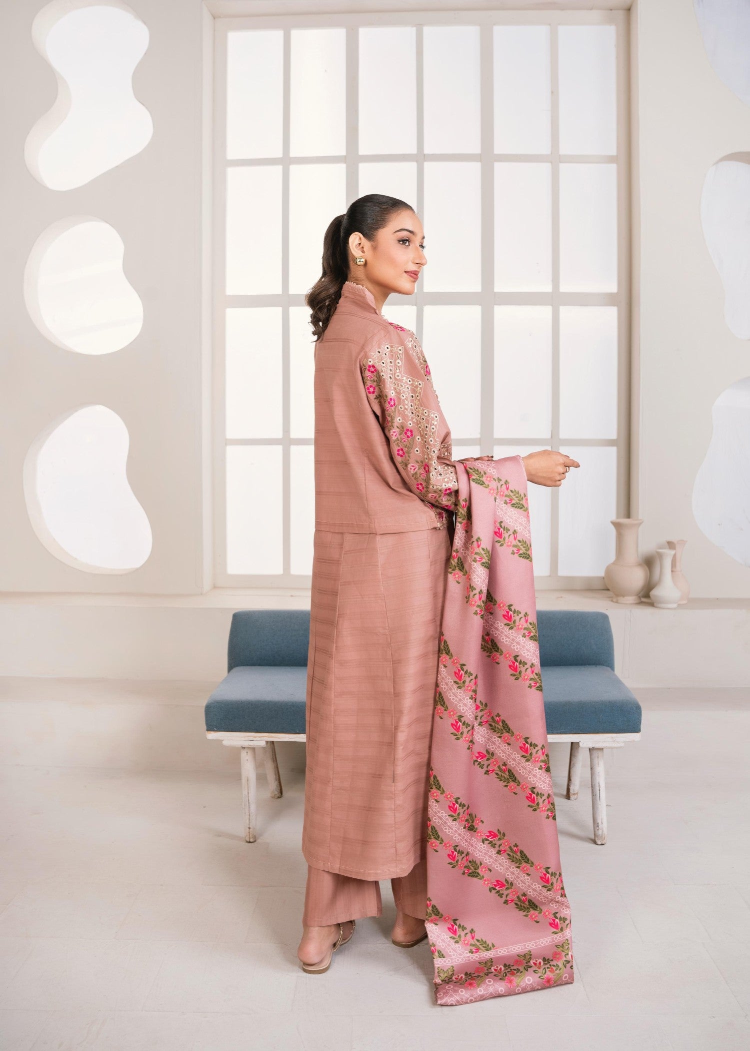 cotton Pishwas in Rose pink