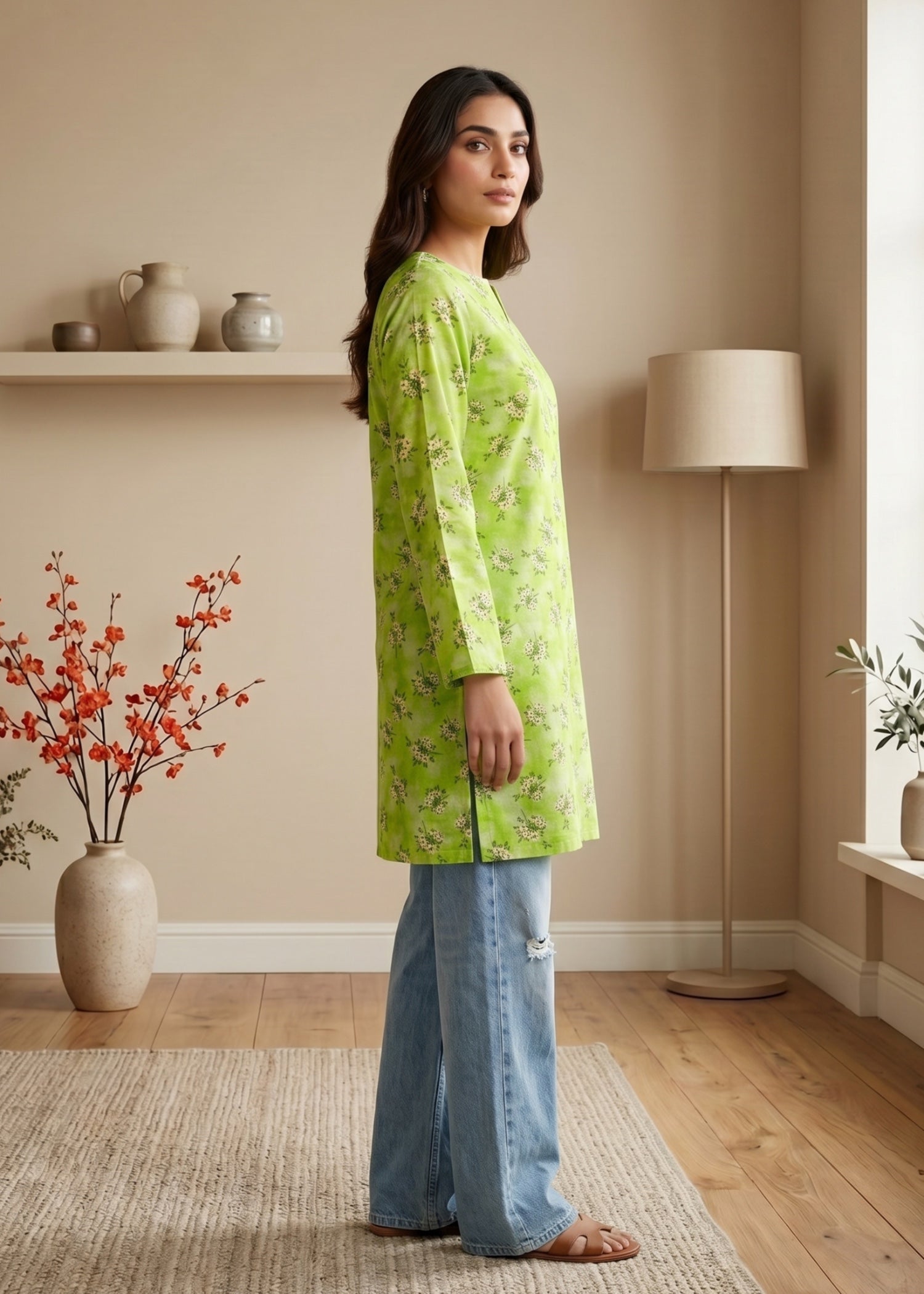 lawn cotton Kurti in Pastel green