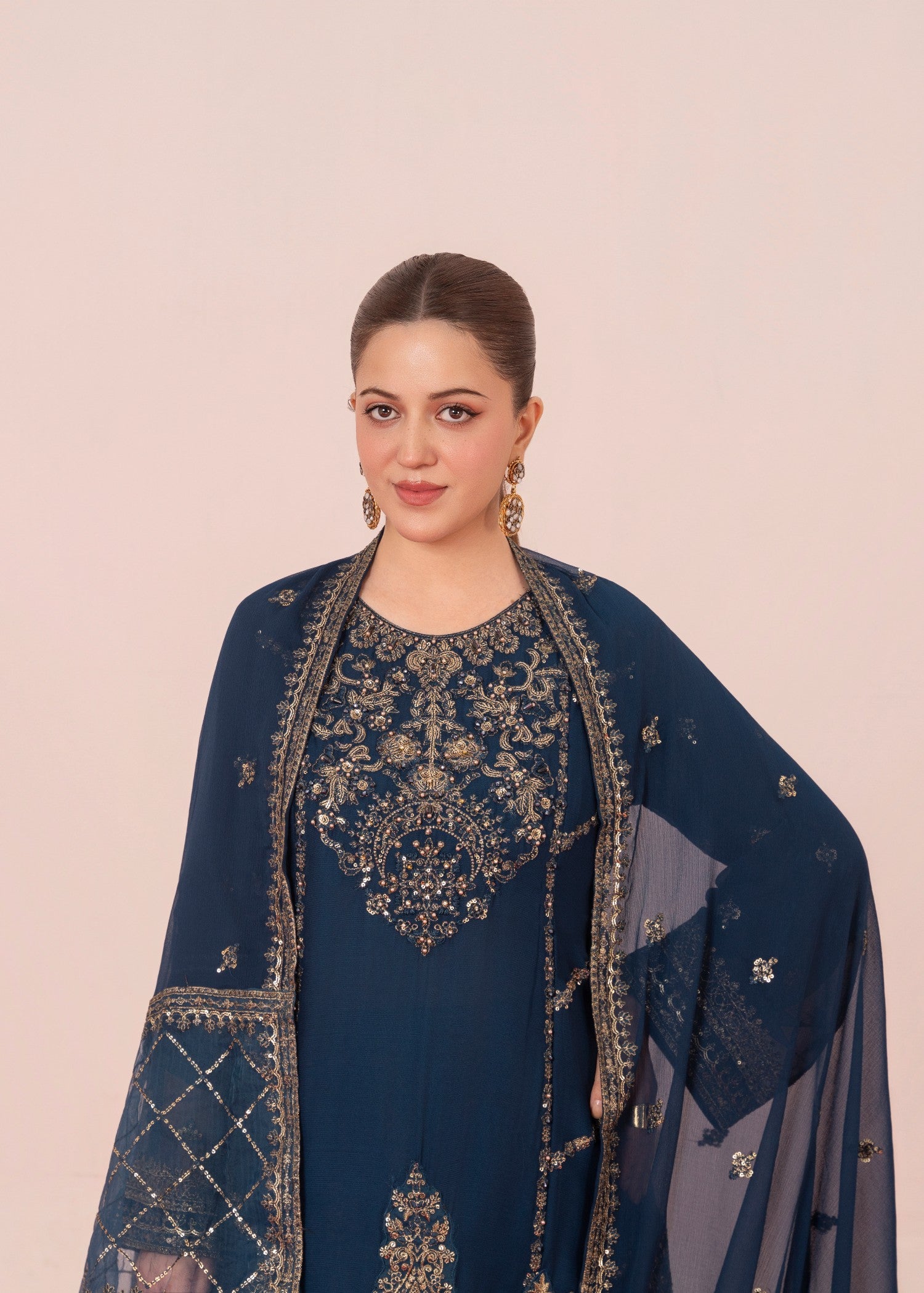 cotton silk banarasi Gharara in Sapphire blue