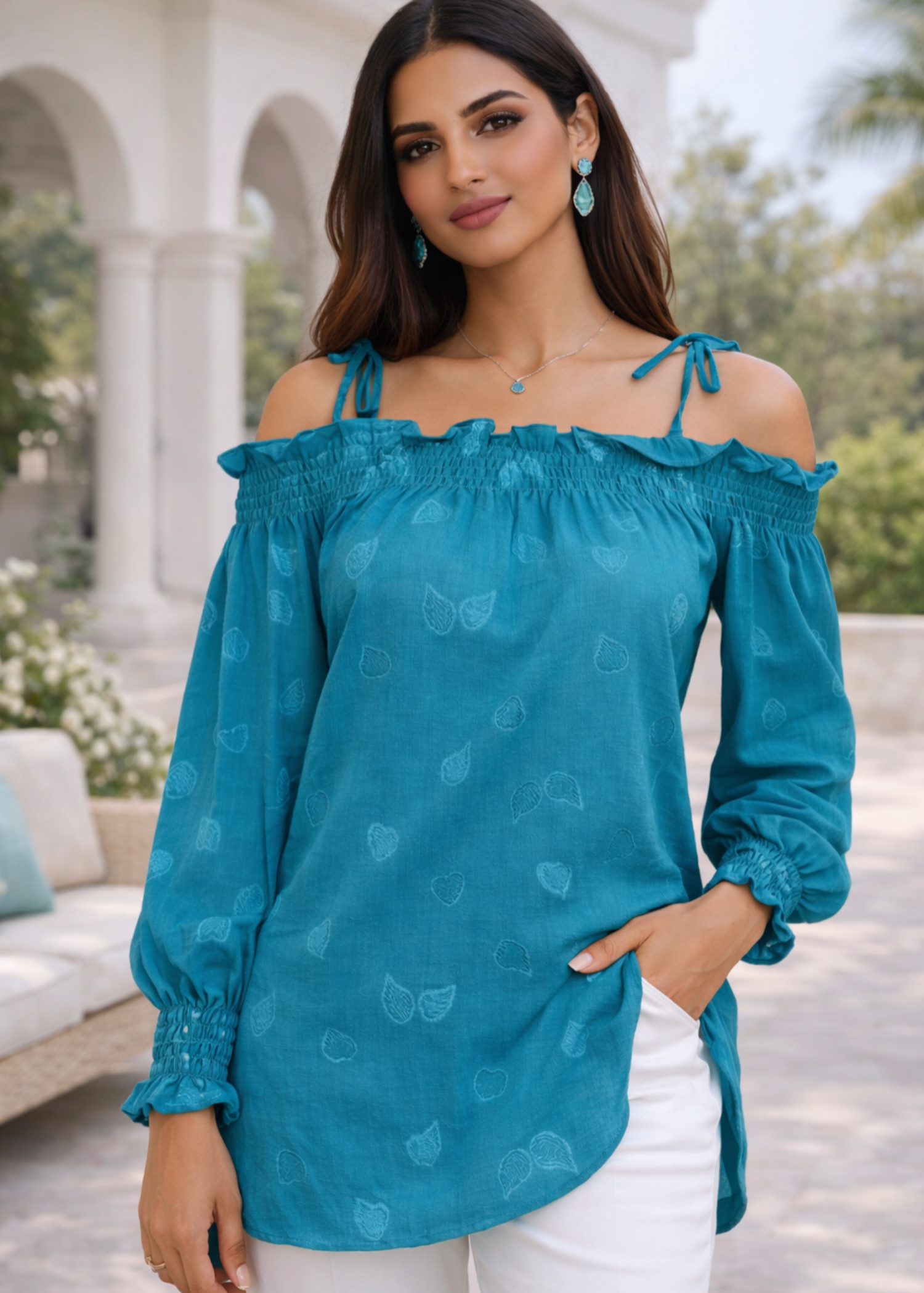 dobby Tunic in Bondi blue