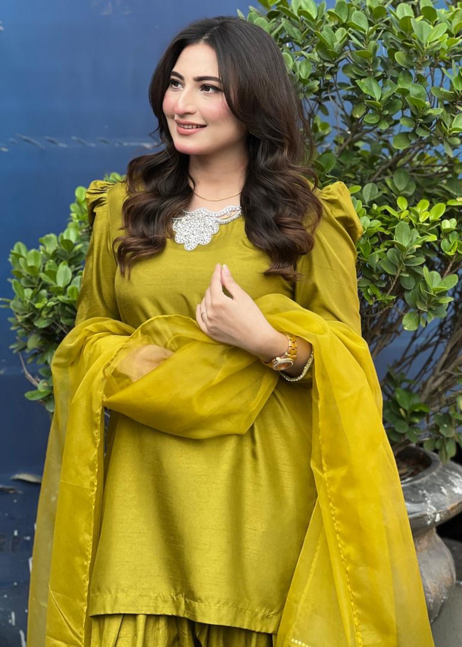 raw silk Kurta Set in Mellow yellow