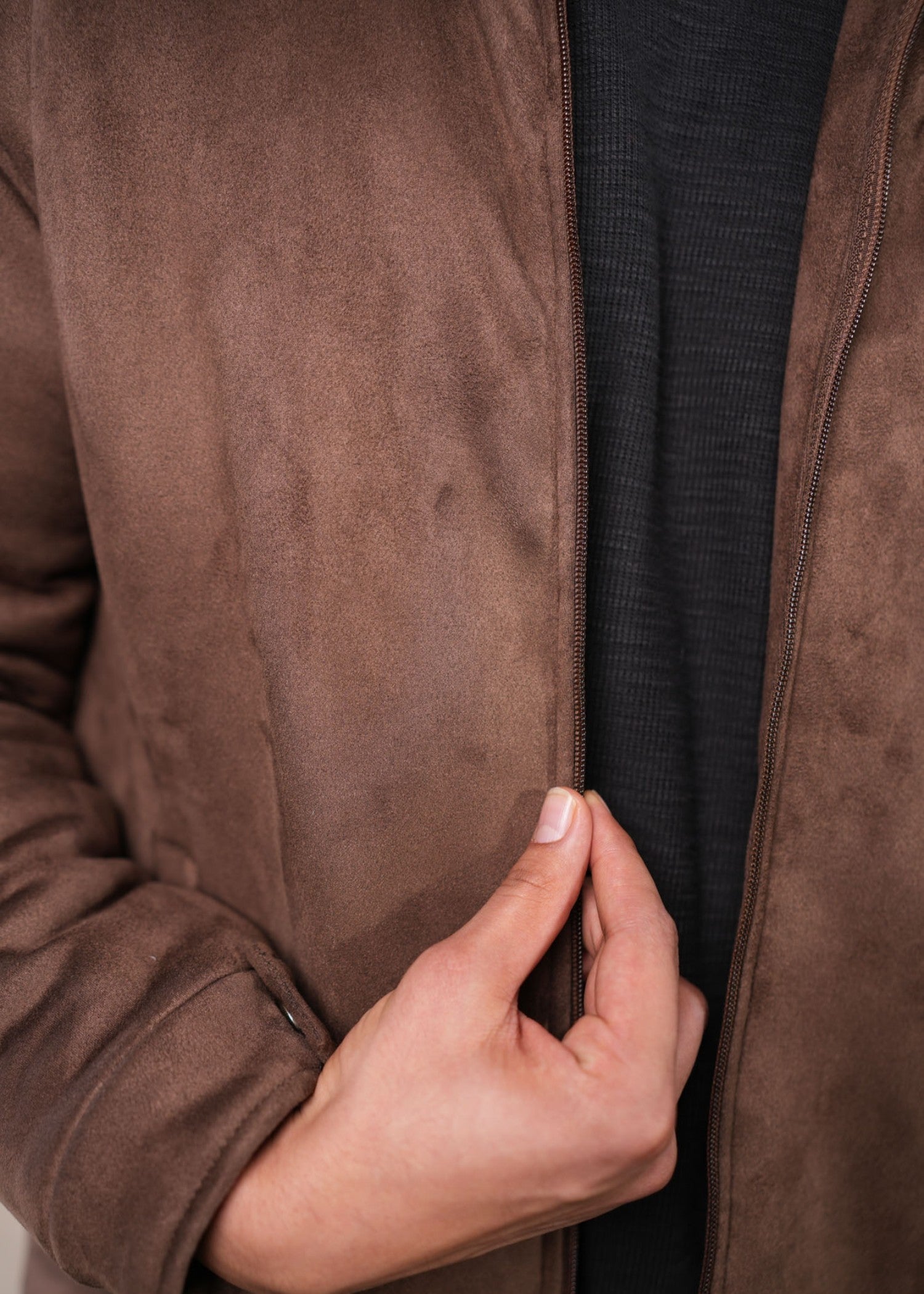 suede leather Jacket in Dark brown