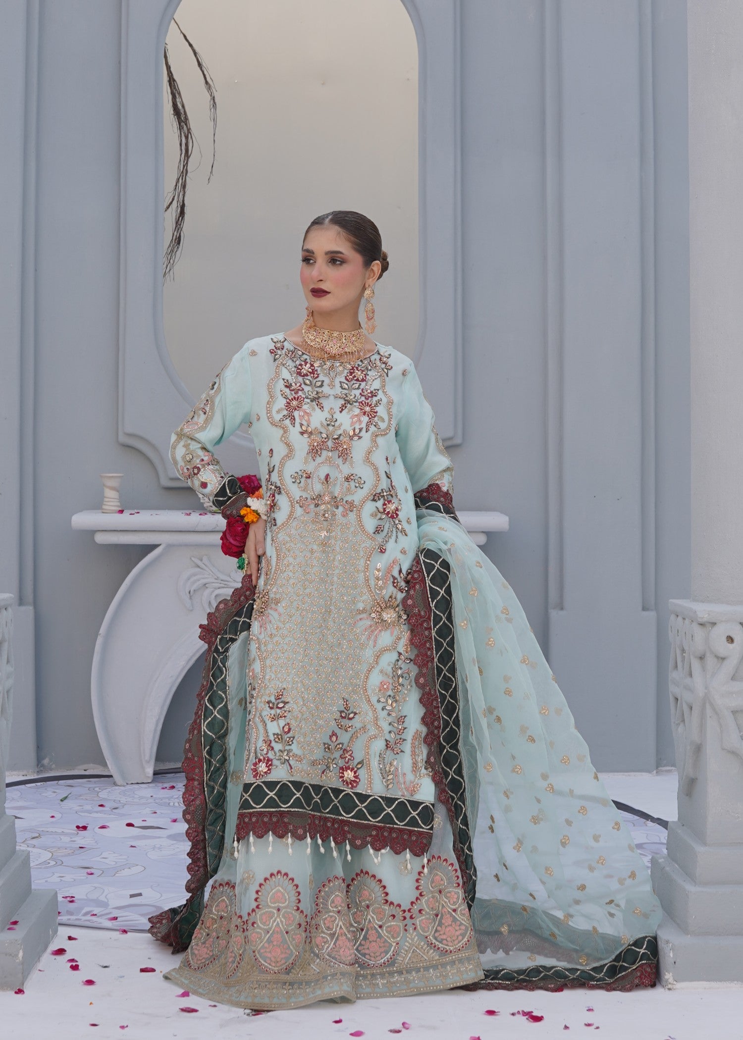 organza Sharara in Aquamarine