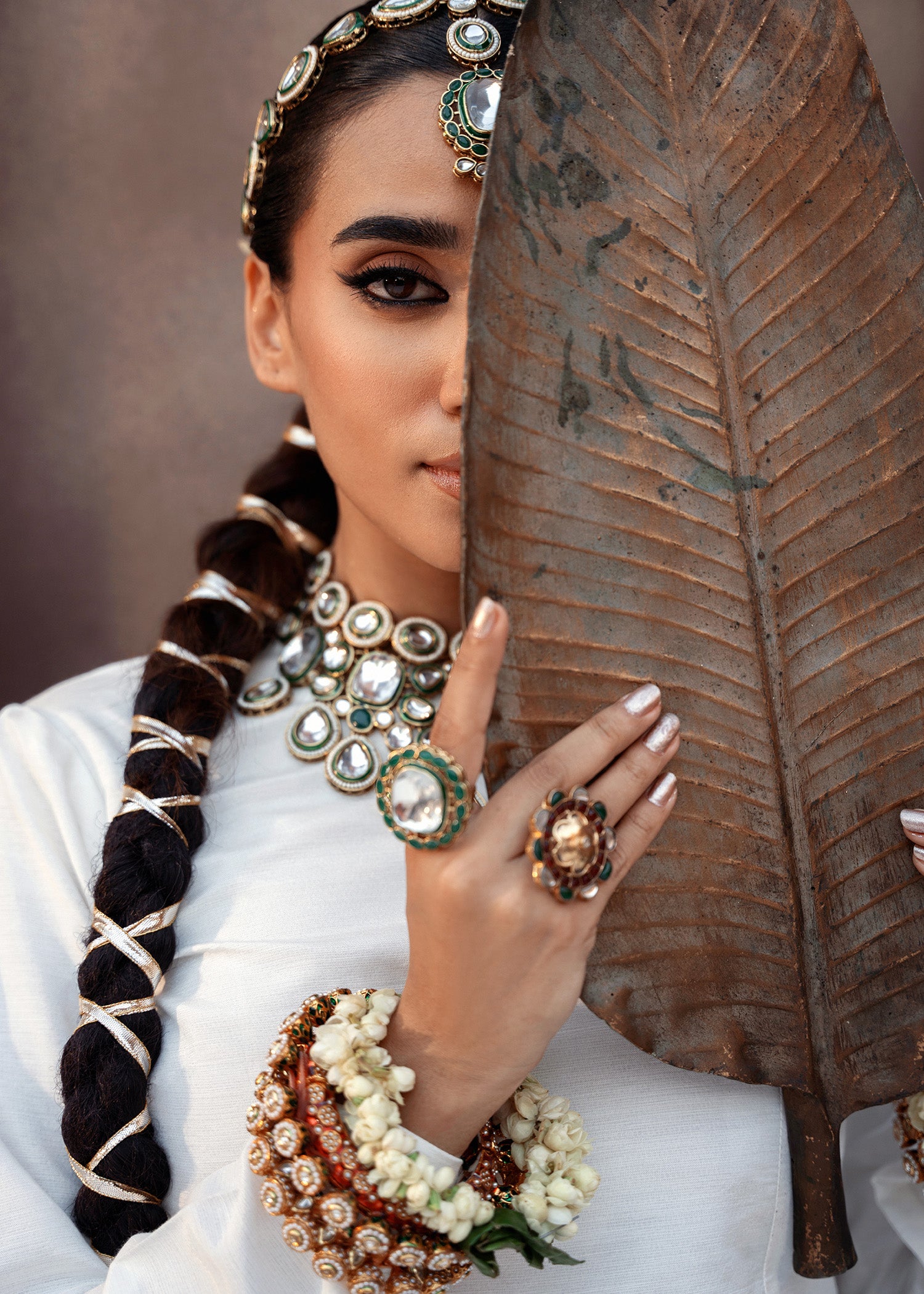 raw silk Lehenga in White