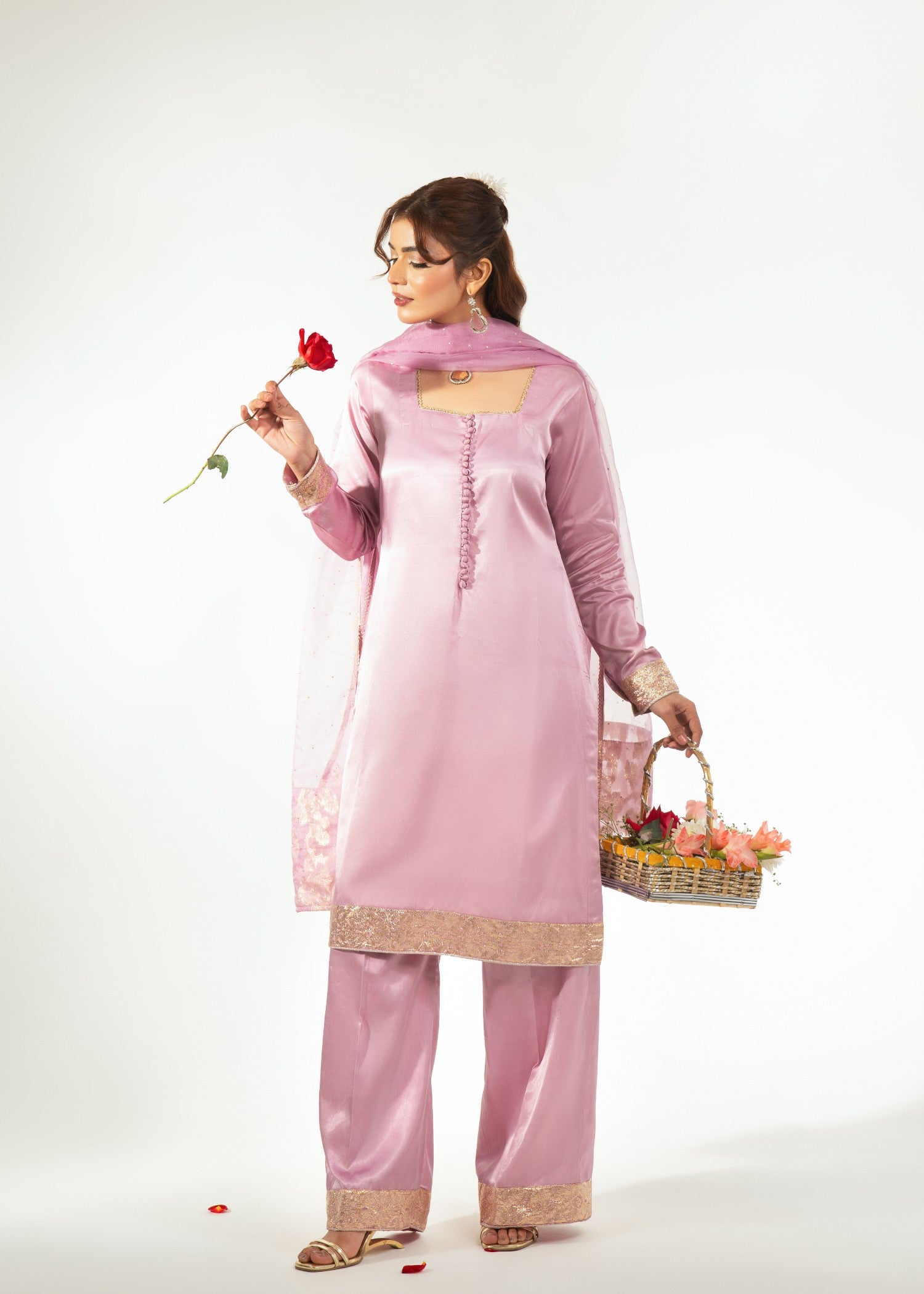 cotton silk Kurta Set in Blush pink