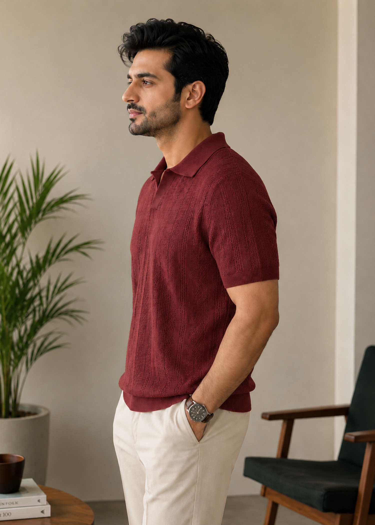 cotton jersey Polo Shirt in Burgundy