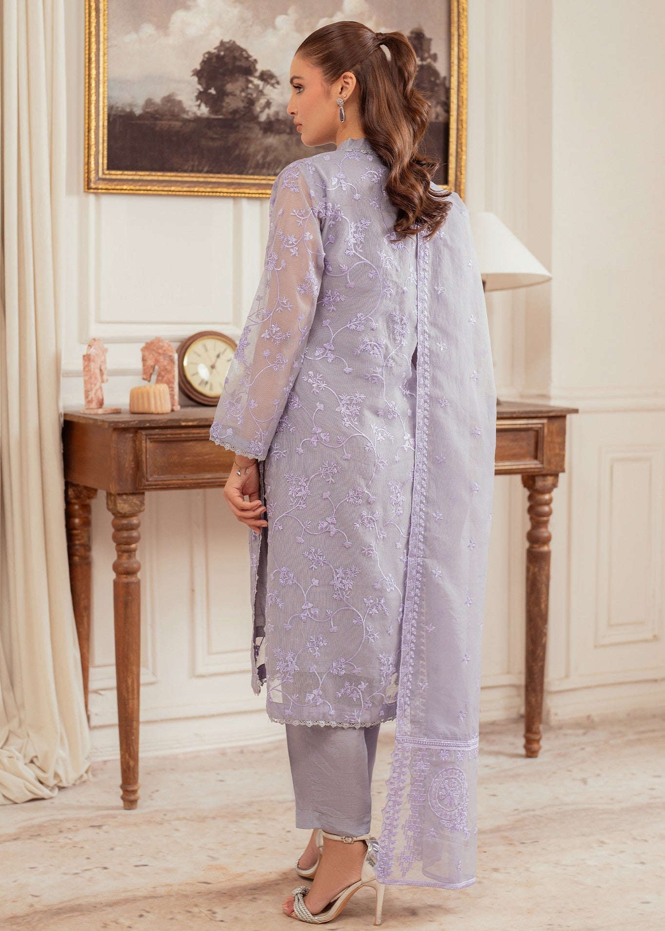 cotton net Kurta Set in Lilac