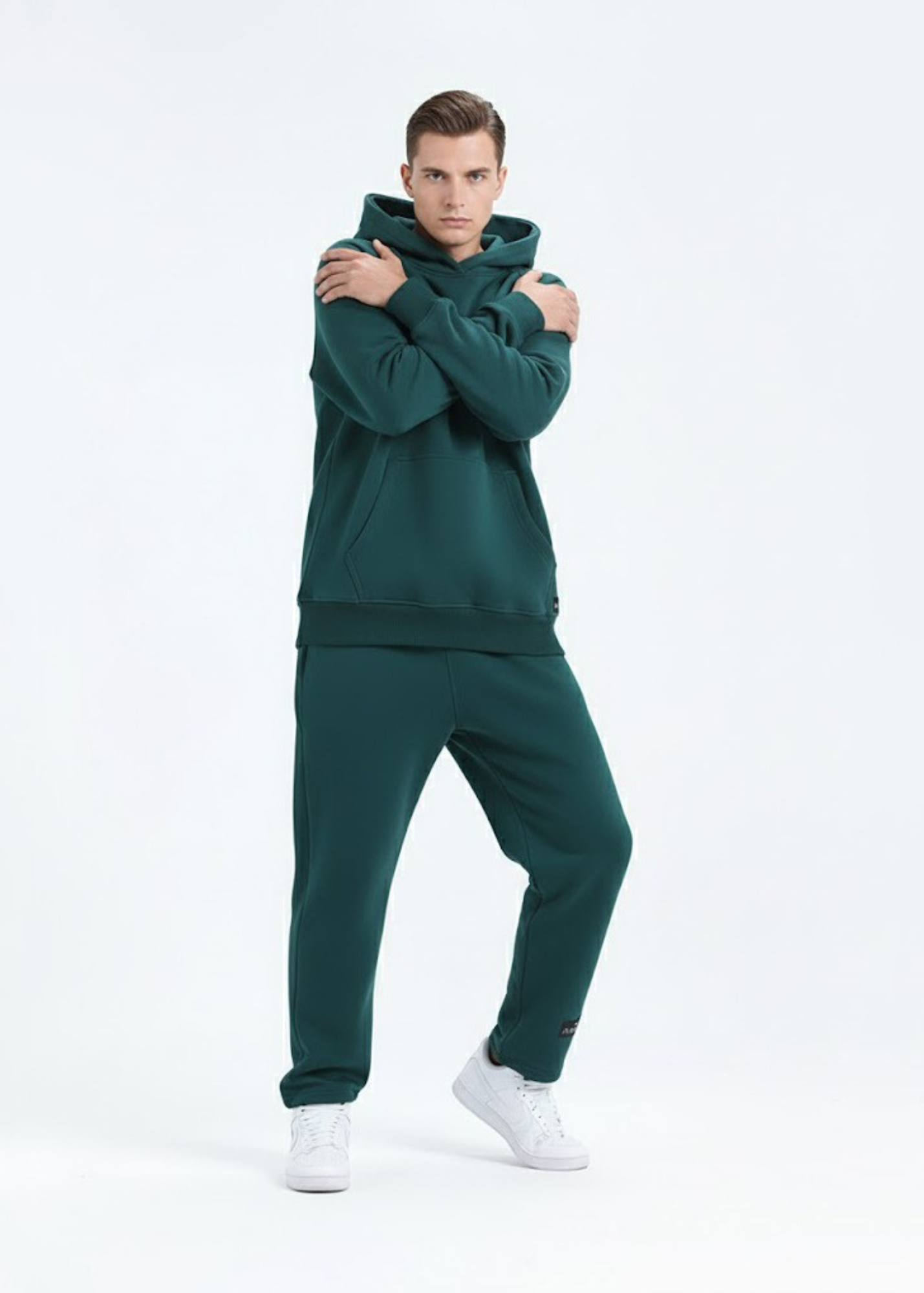 cotton Hoodie in Pine green