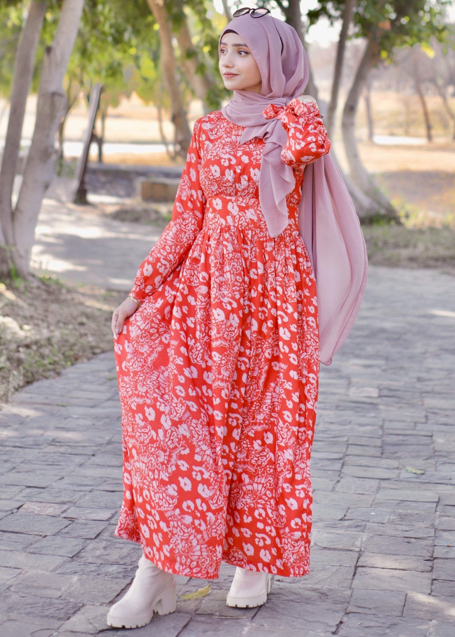 cotton viscose Dress in Red