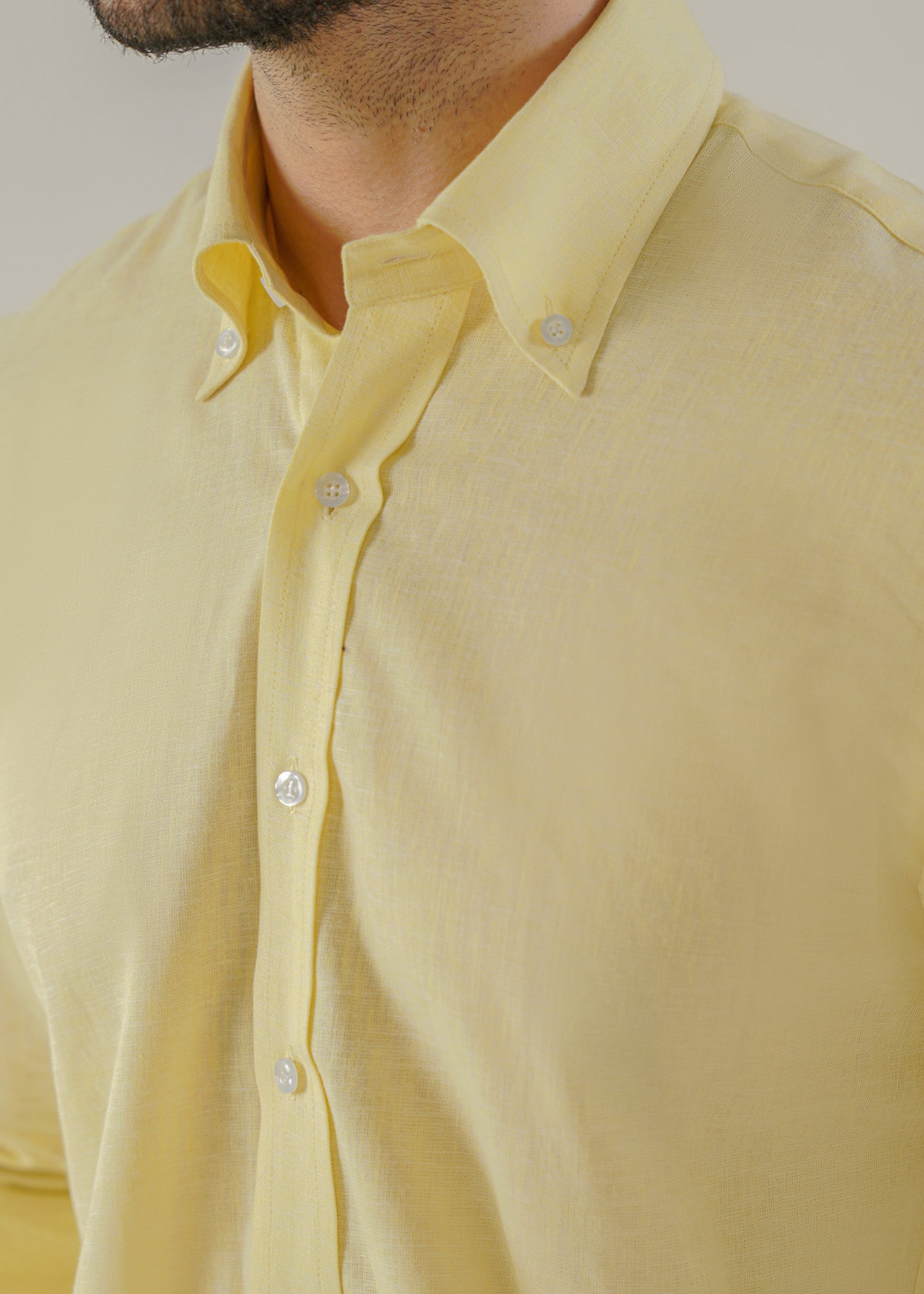 linen Casual Shirt in Pale yellow