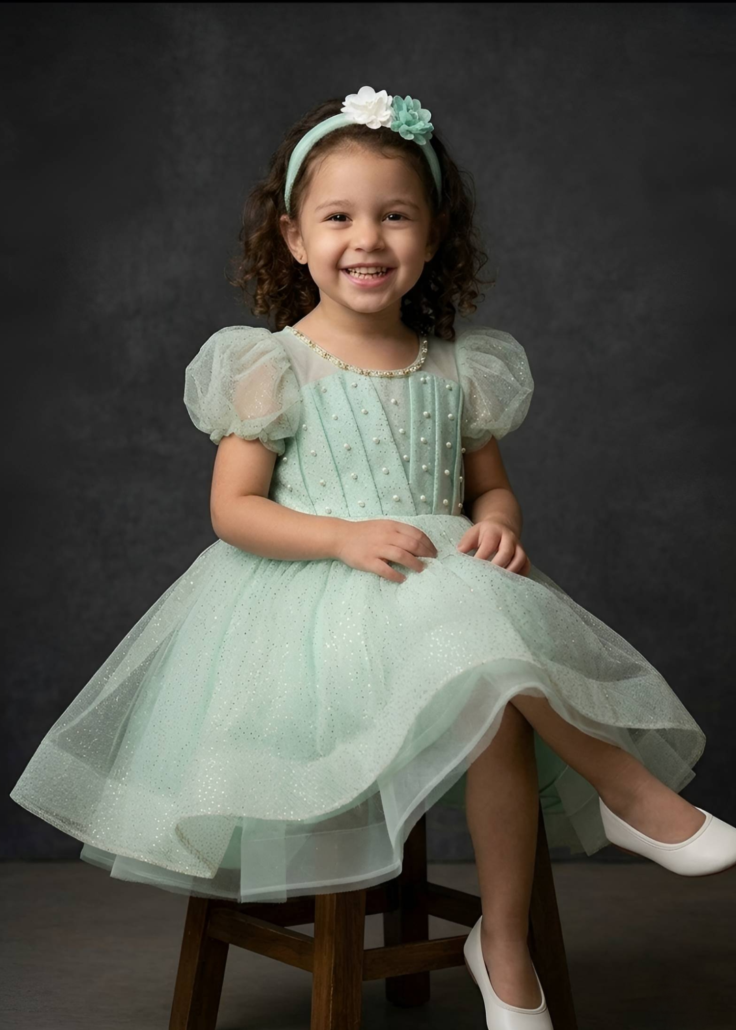 net Frock in Mint green