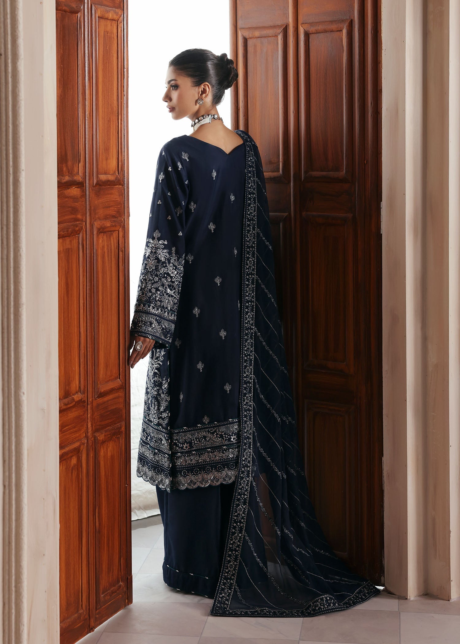 raw silk Unstitched in Slate blue