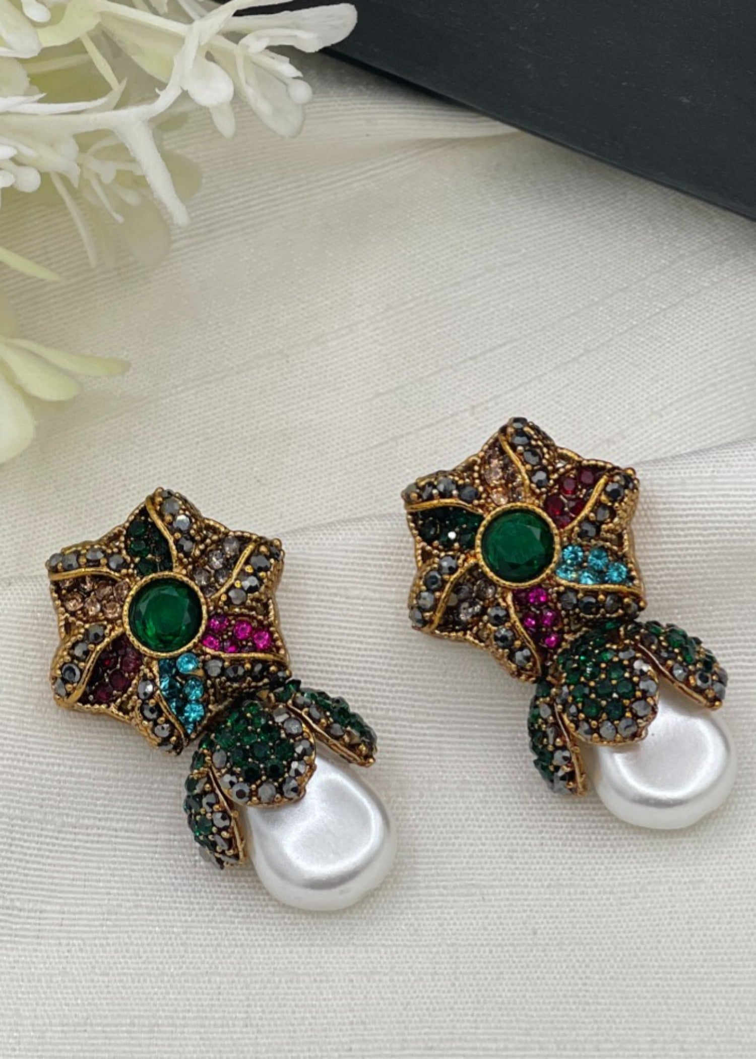 Earrings in Green, multi Color by - Trendy Women Earrings UGC3586