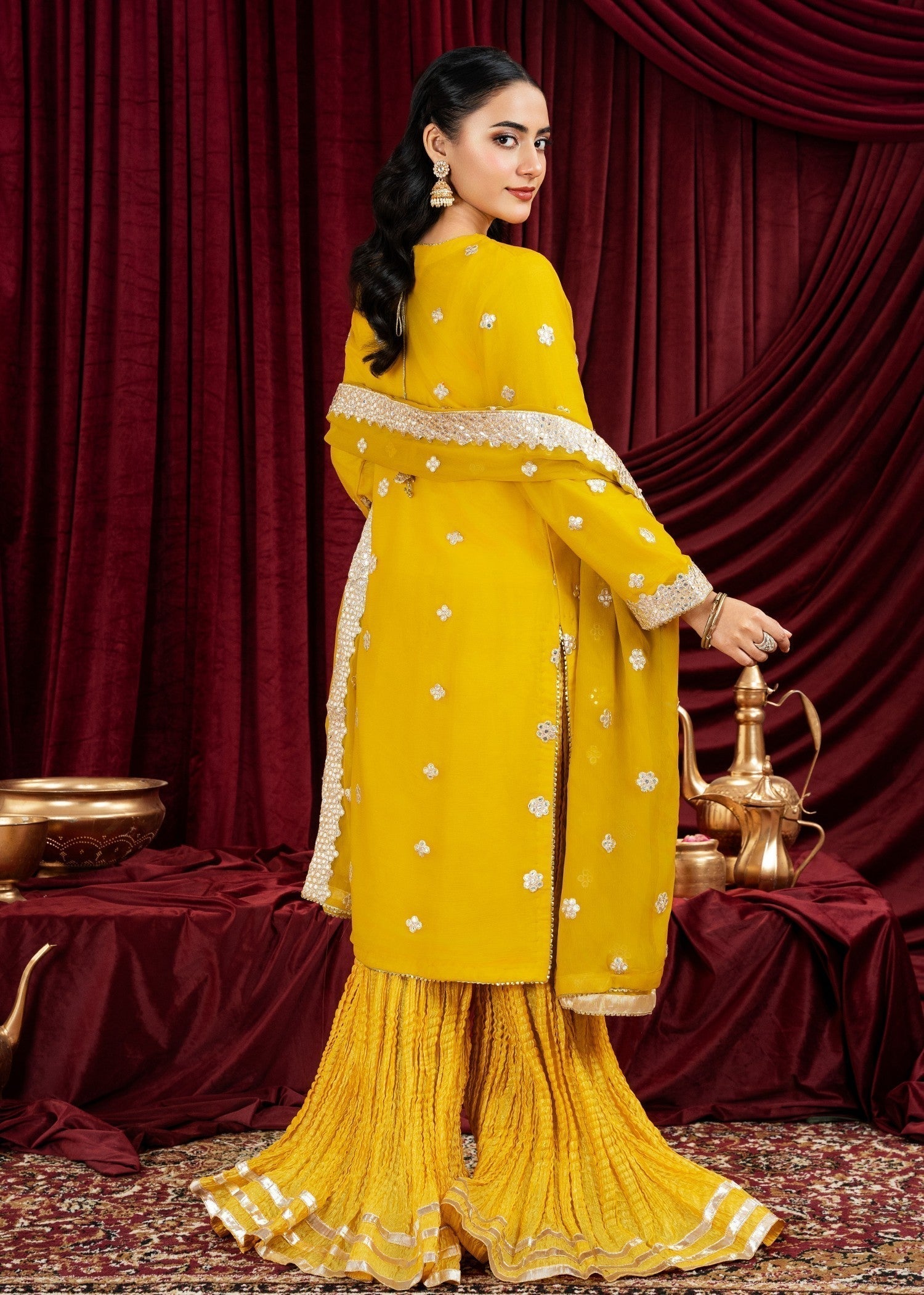 chiffon Sharara in Mustard