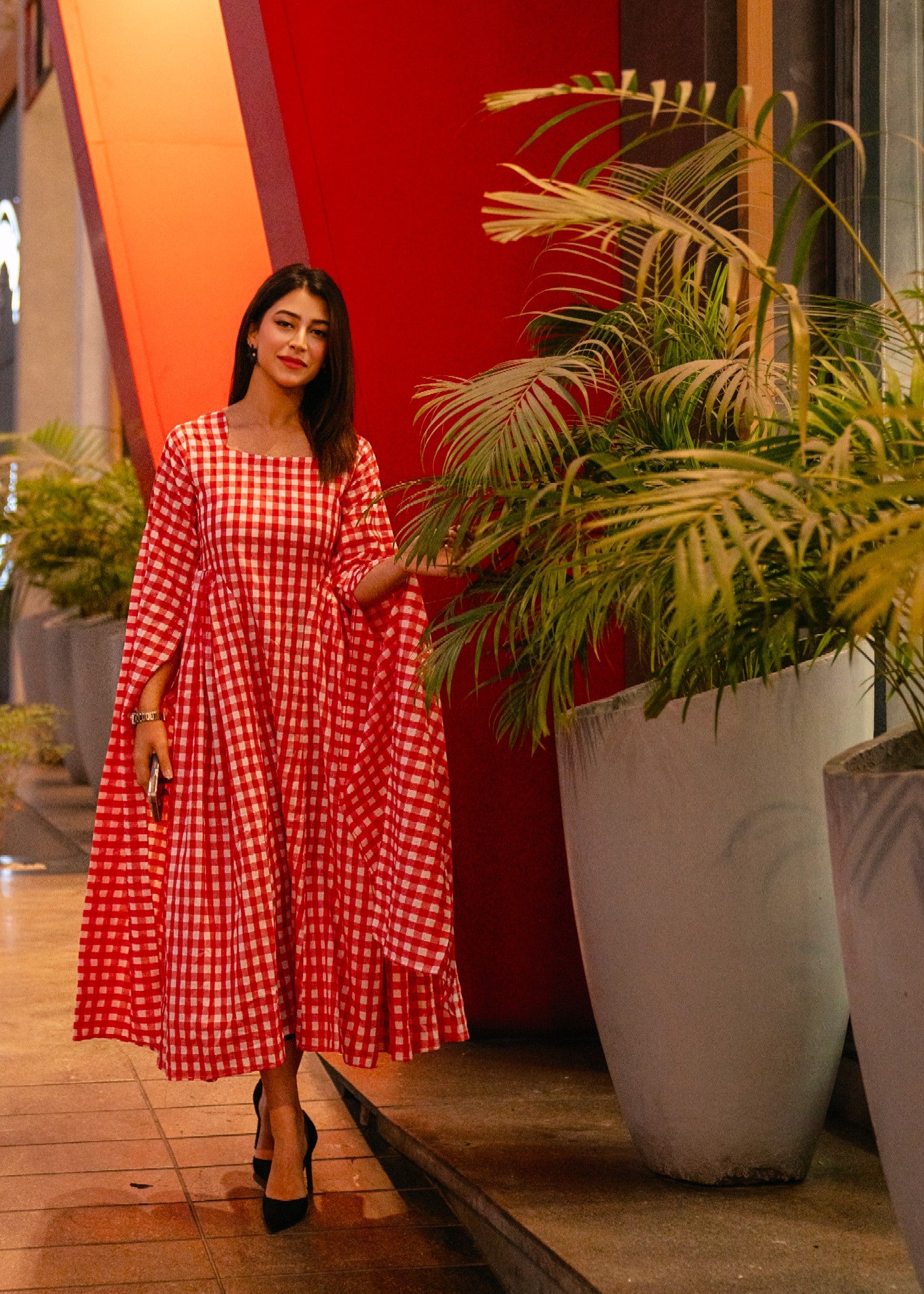 cotton Maxi in Red, white