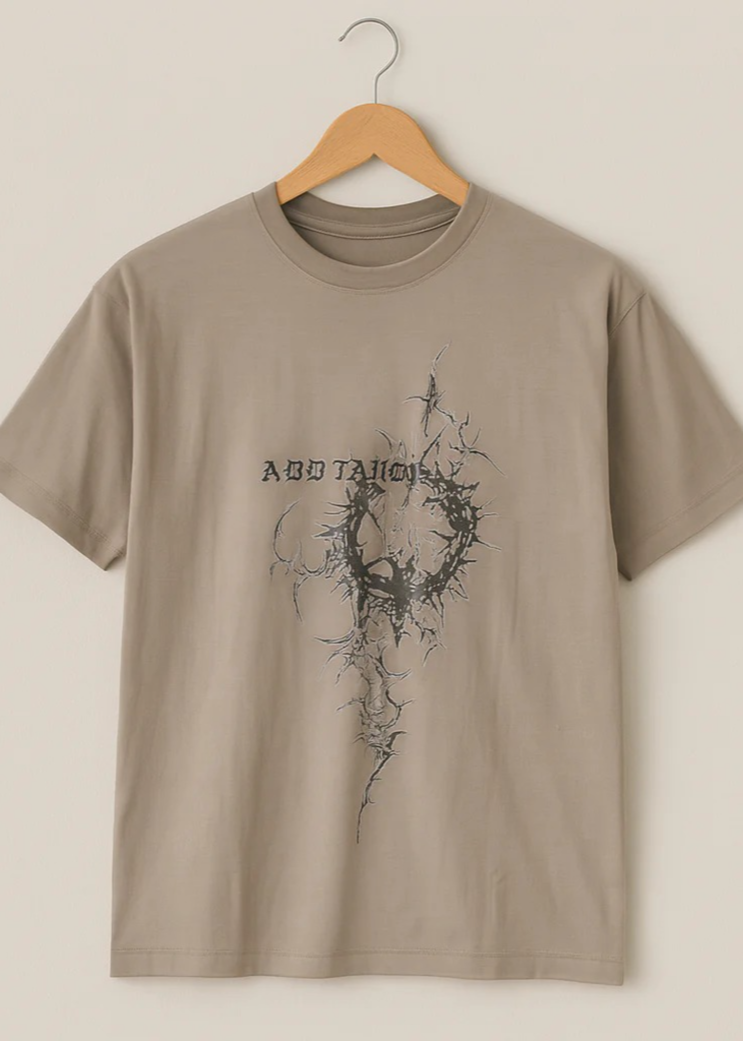 polycotton T Shirt in Tan brown