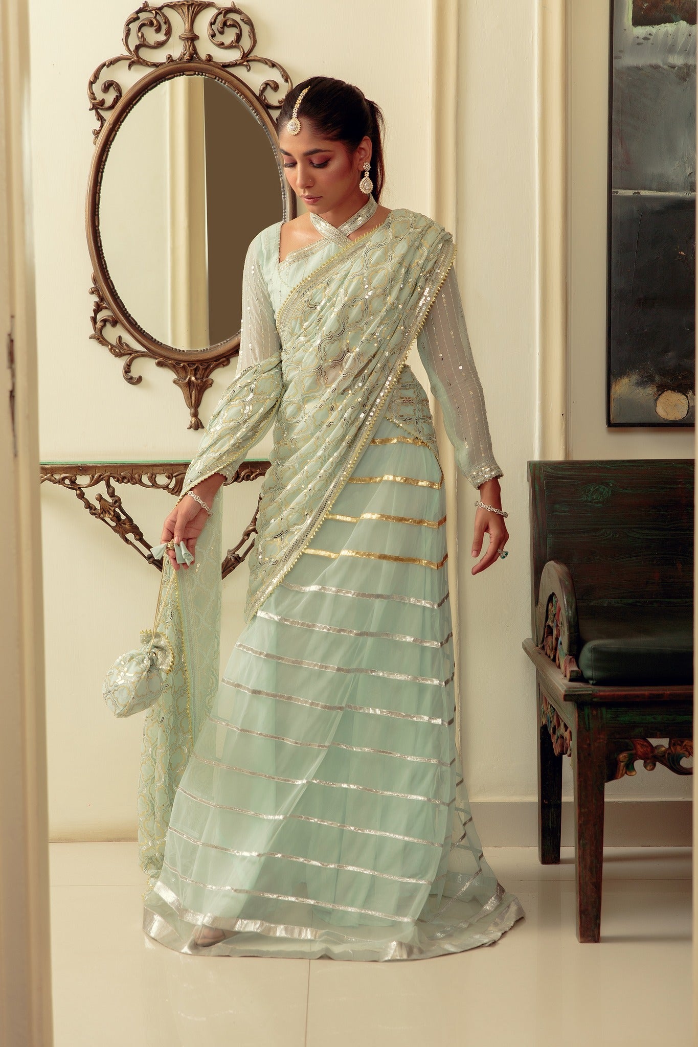 chiffon Saree in Blue