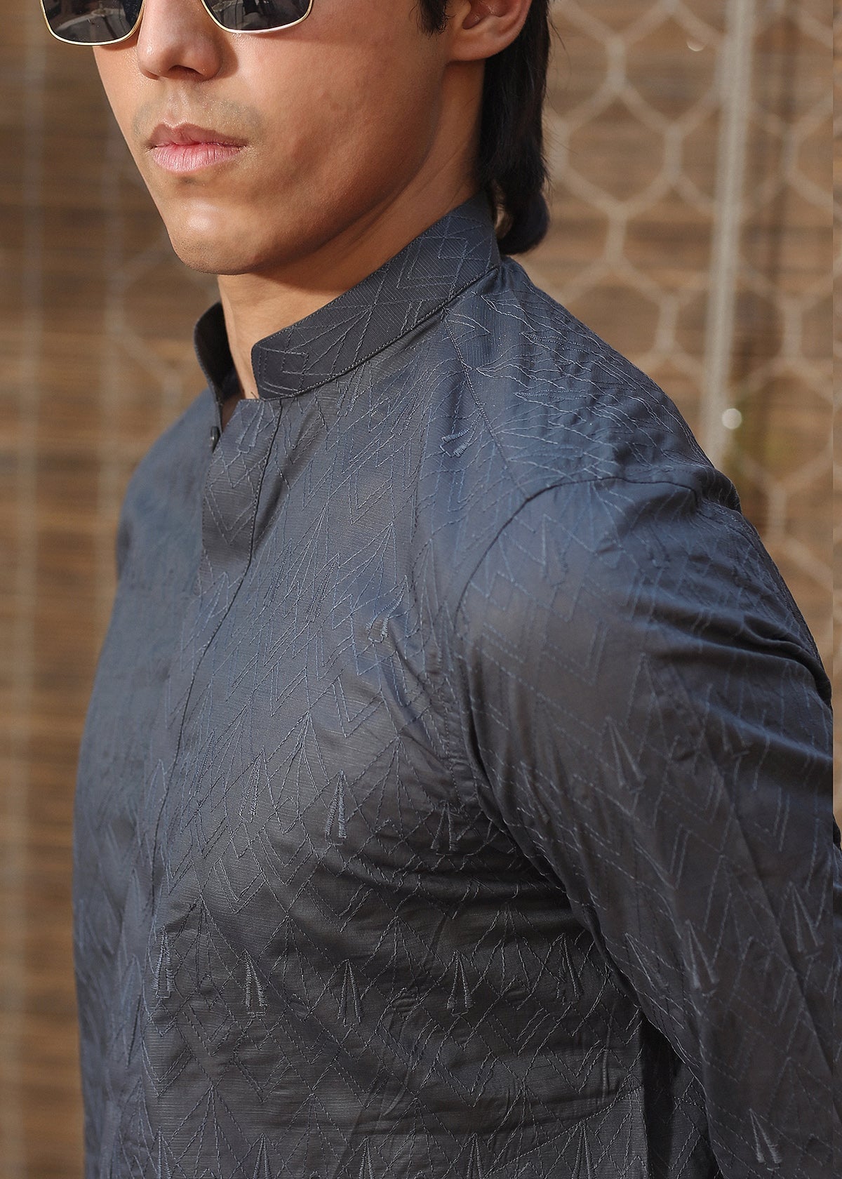 cotton Kurta in Graphite by Haris Hassaan