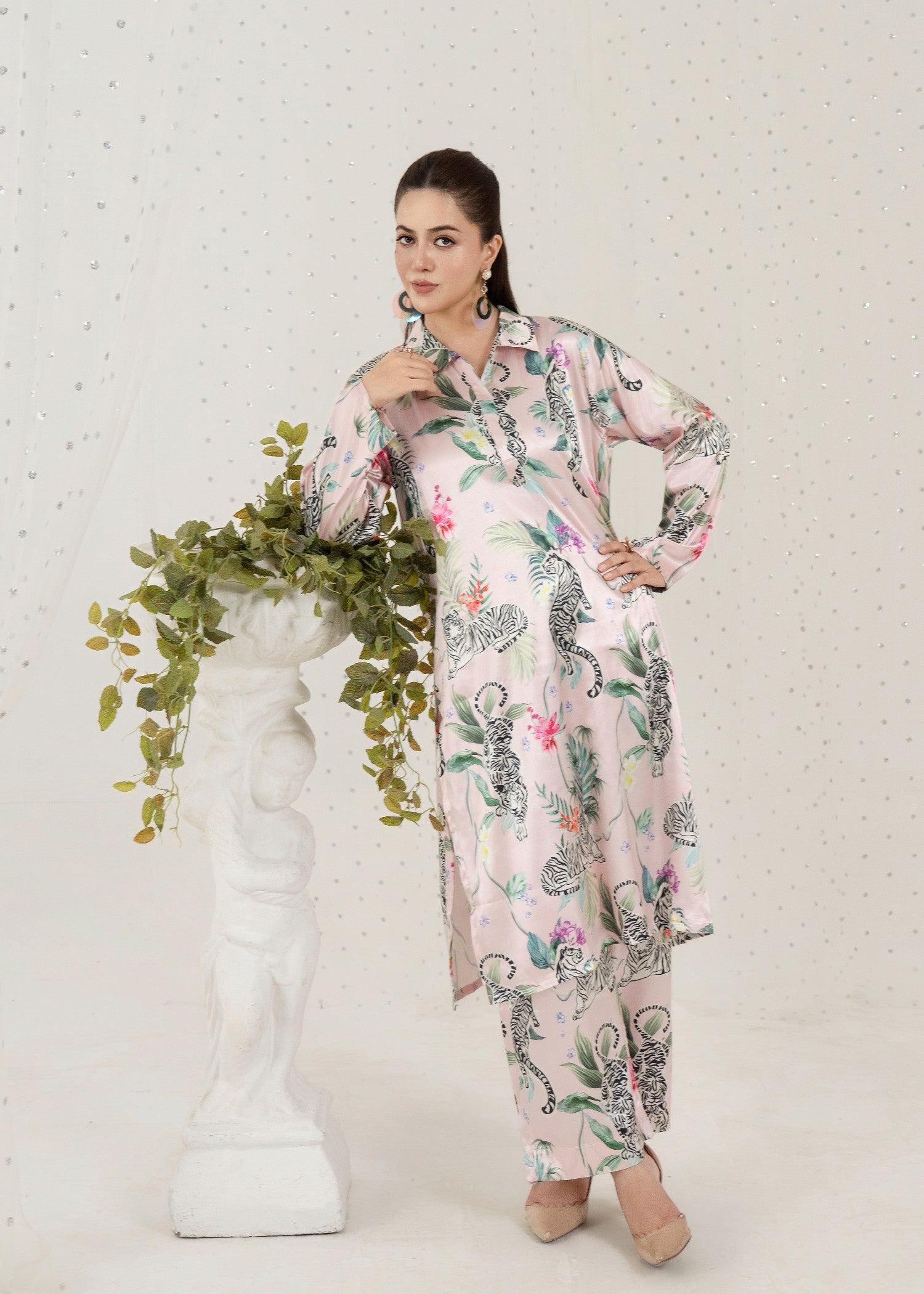 silk Co Ord Sets in Blush pink