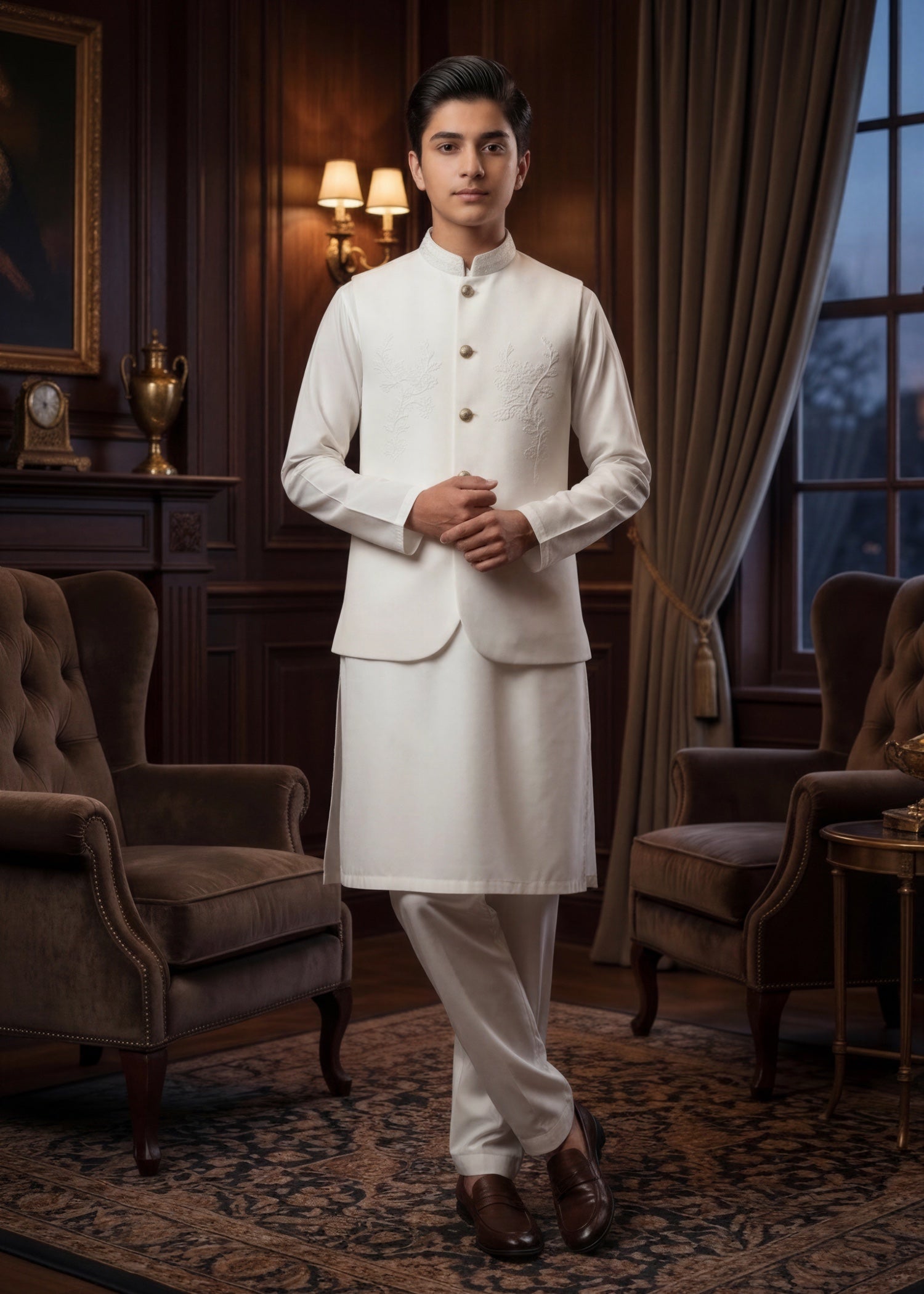 wash & wear Waistcoat in White