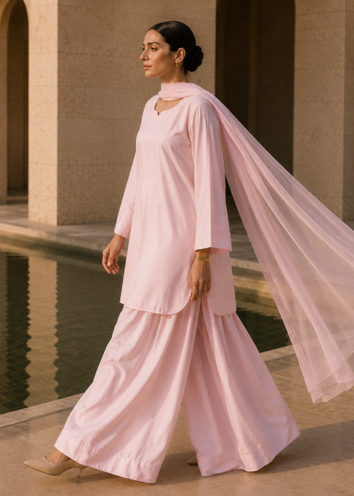 pure cotton Kurta Set in Rose pink