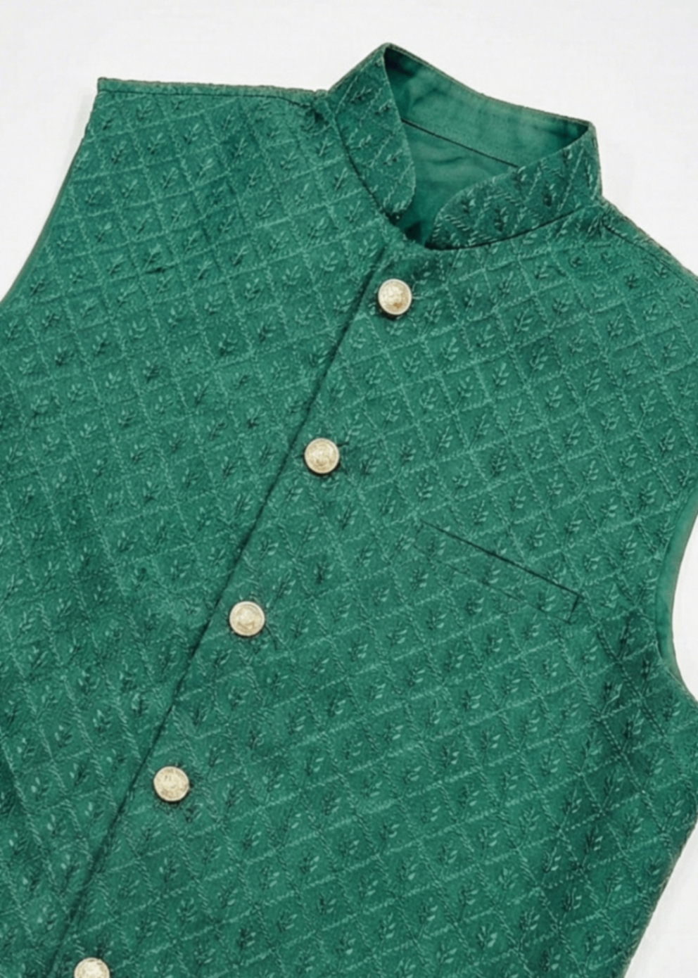 raw silk Waistcoat in Dark green