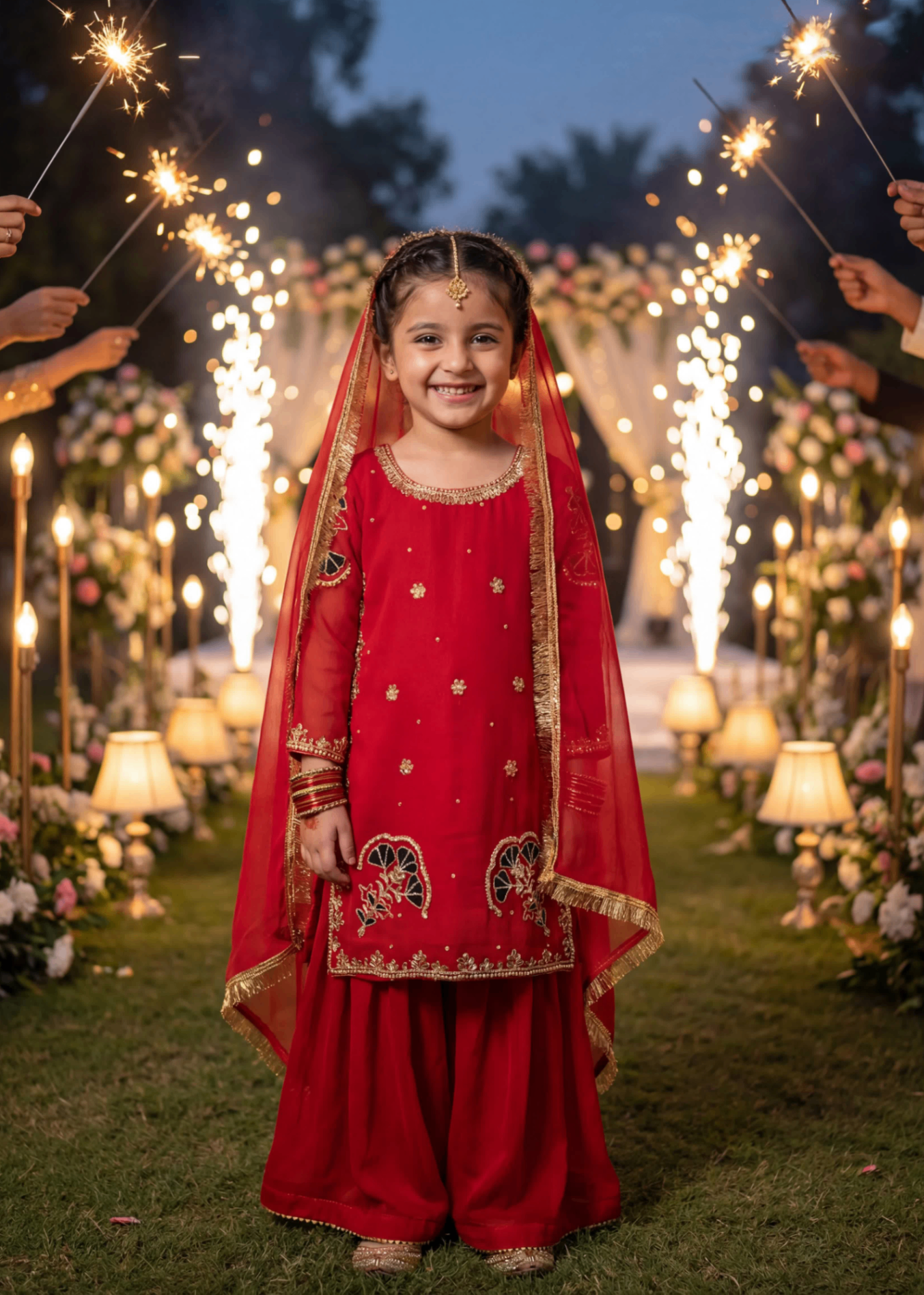 chiffon Sharara in Red
