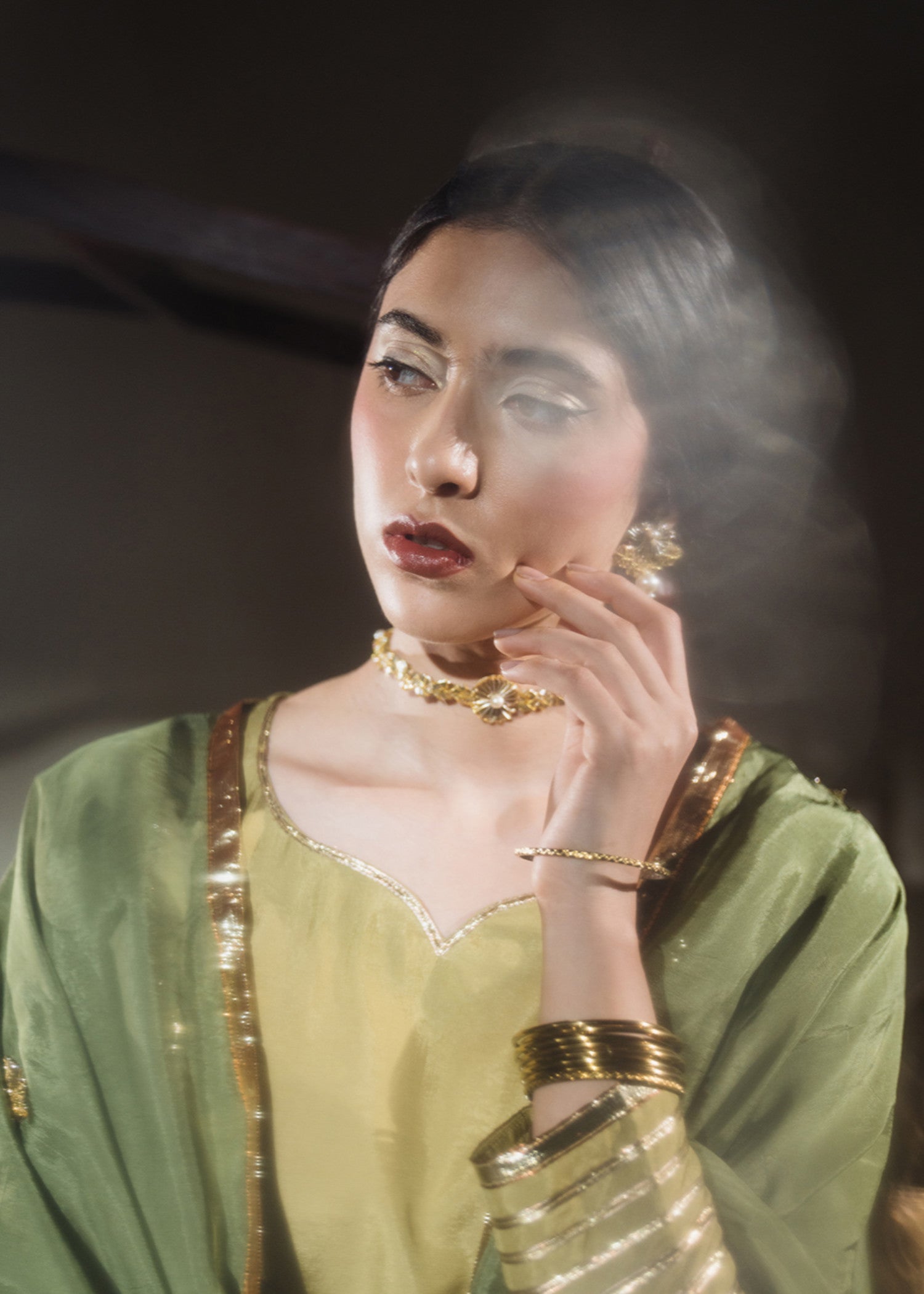 grip Kurta Set in Apple green