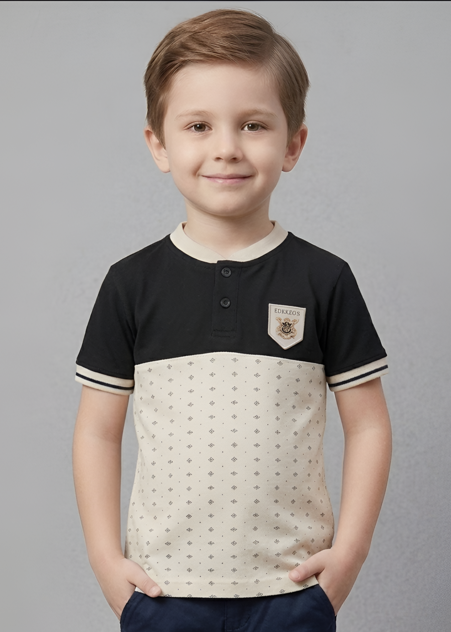 cotton T Shirt in Black, cream