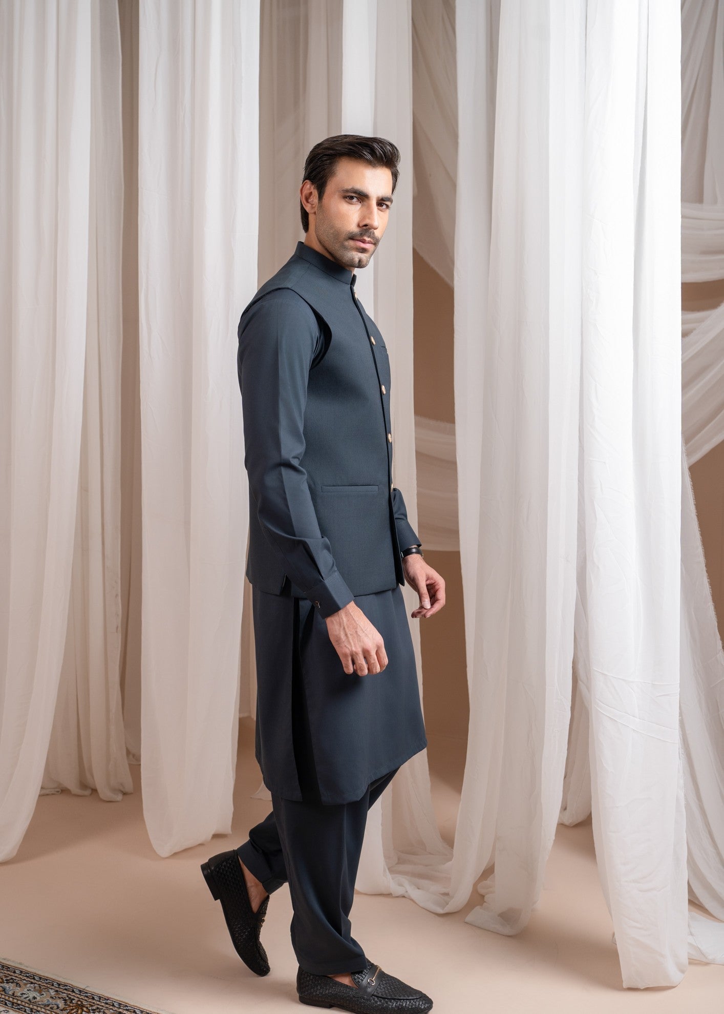 wash & wear Waistcoat in Charcoal by Muraqsh