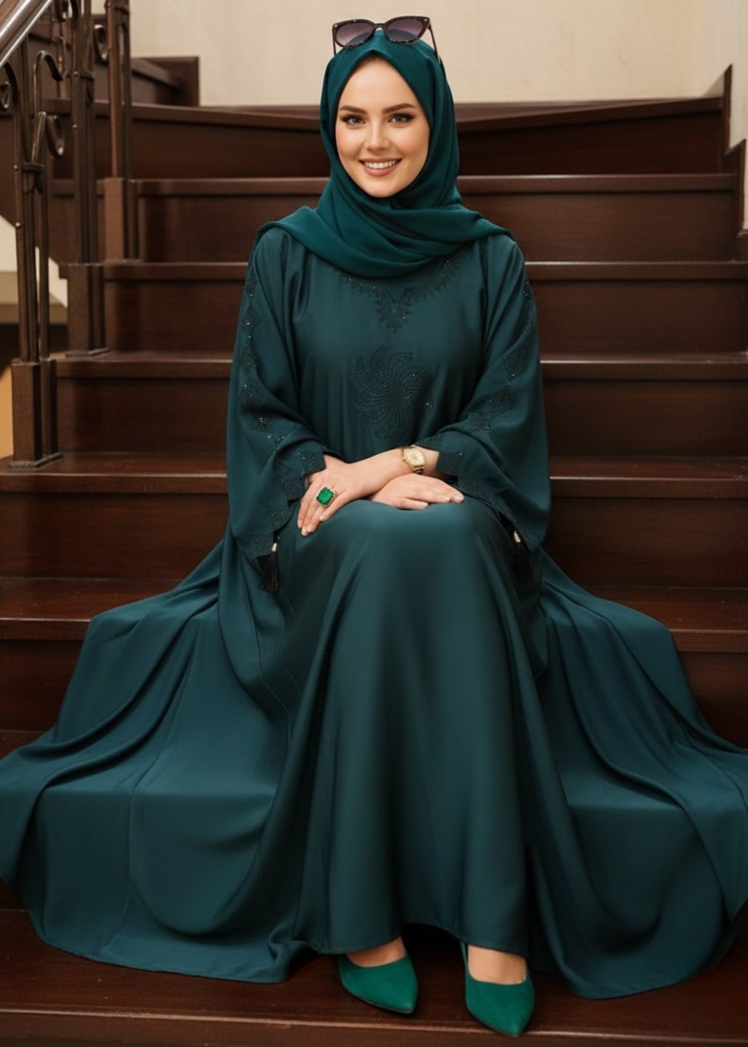 nidha Abaya in Dark green