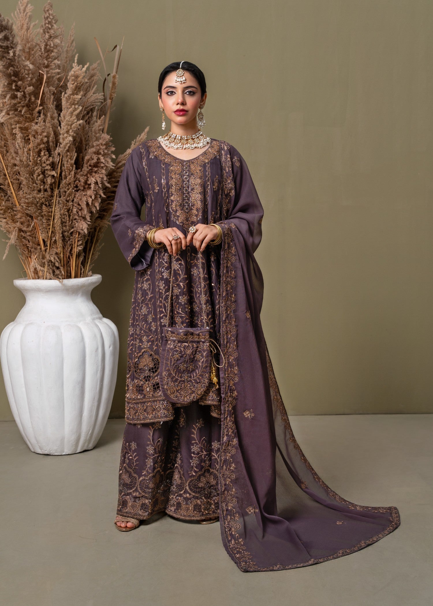 chiffon Short Frock in Plum