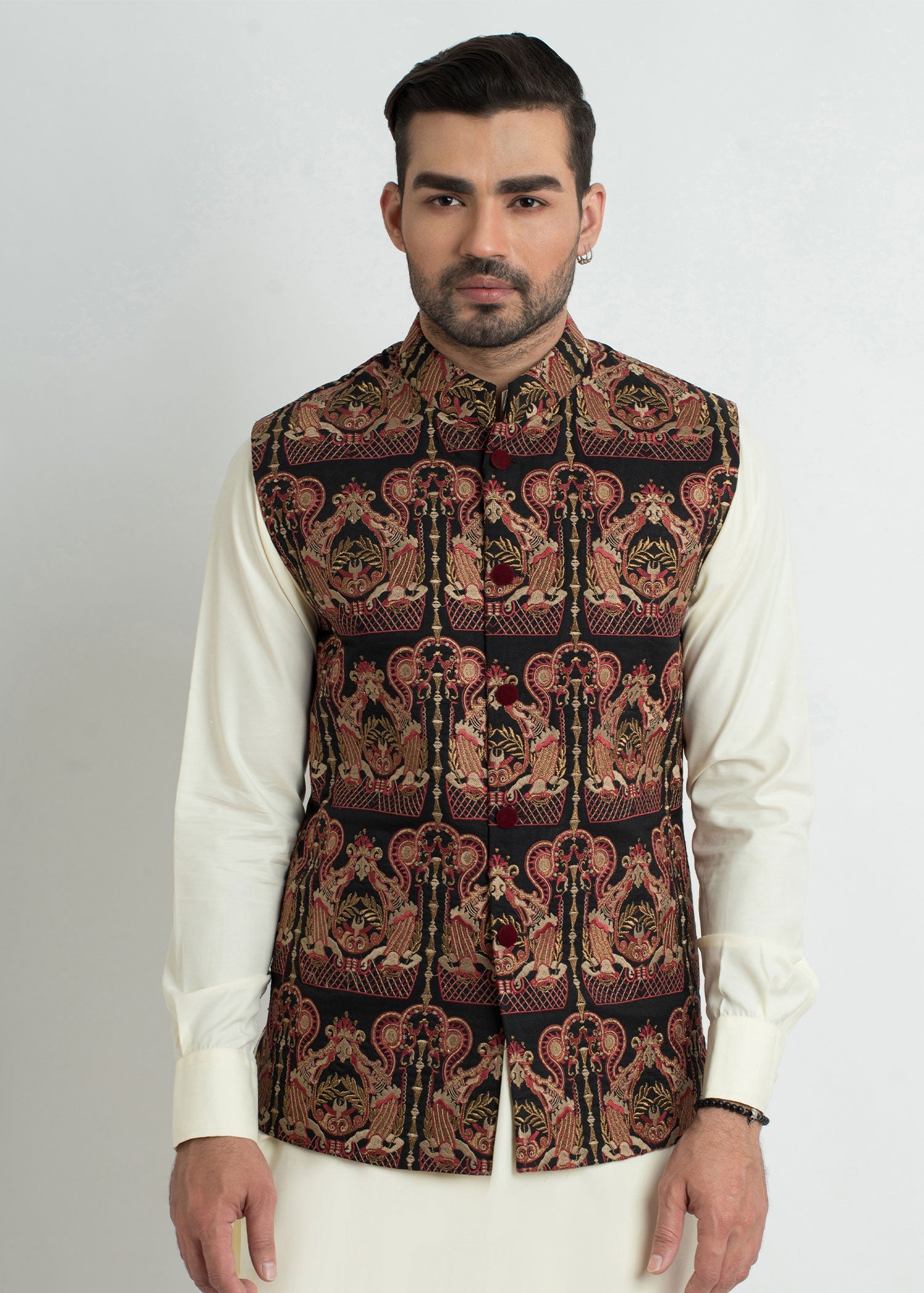 viscose raw silk Waistcoat in Black