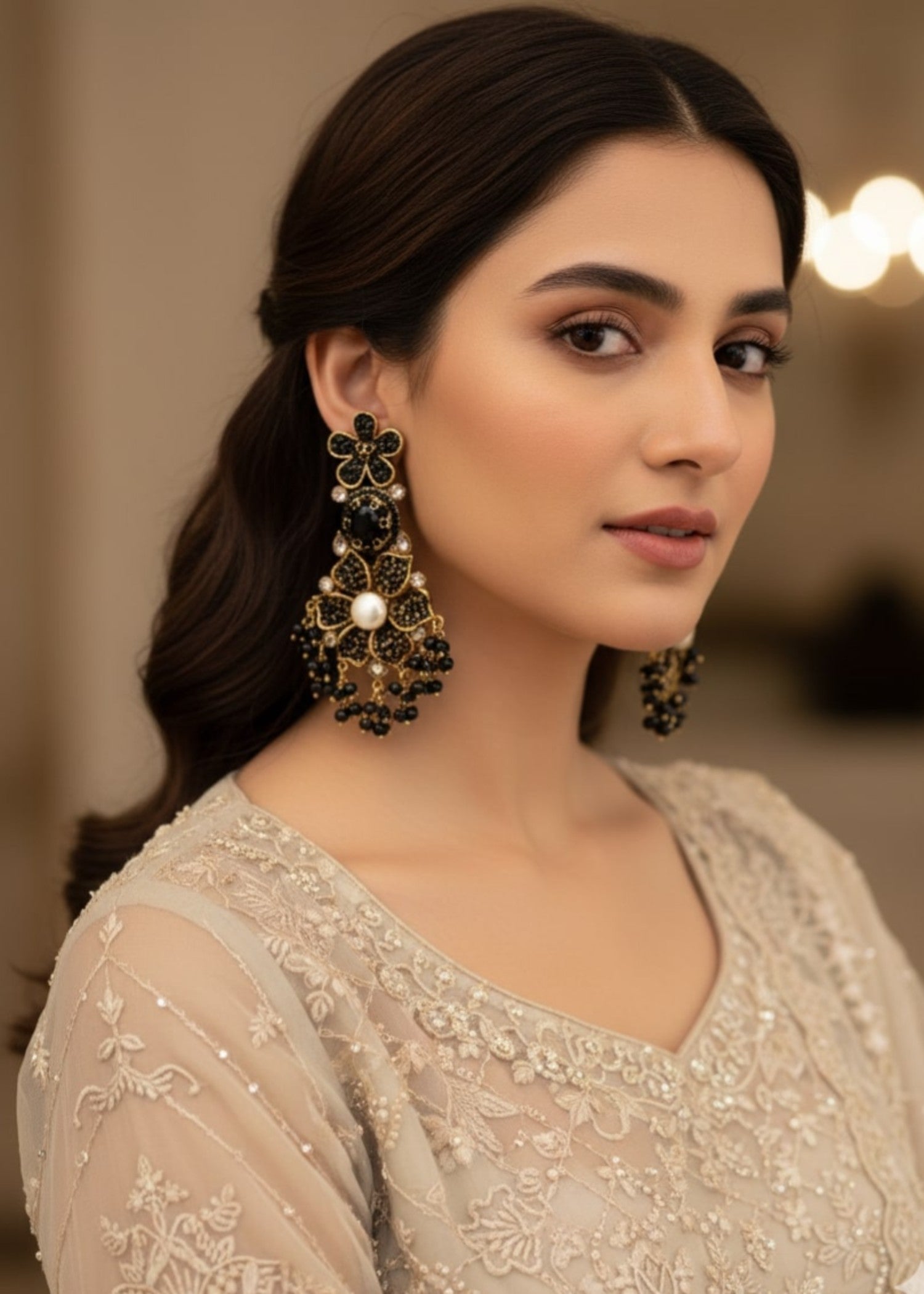 Earrings in Black Color by - Trendy Women Earrings FGO1850